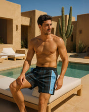 Premsons® Men's Printed Swim Shorts with Pockets, Adjustable Drawstring, Quick-Dry Fabric & Comfortable Fit – Beach & Pool Wear - Black - 36 Size