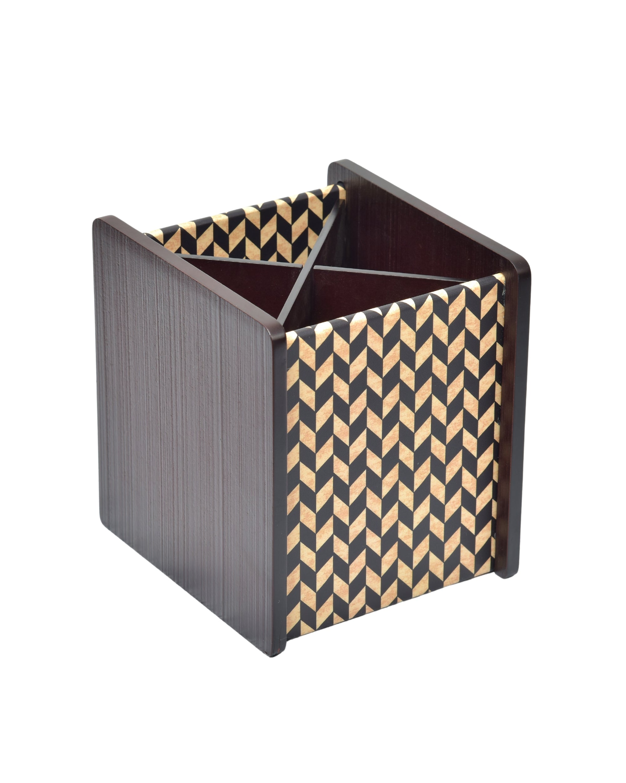 Premsons® Wooden Cutlery Holder – Stylish Organizer with 4 Compartments | Elegant Digital Printing for Kitchen & Dining