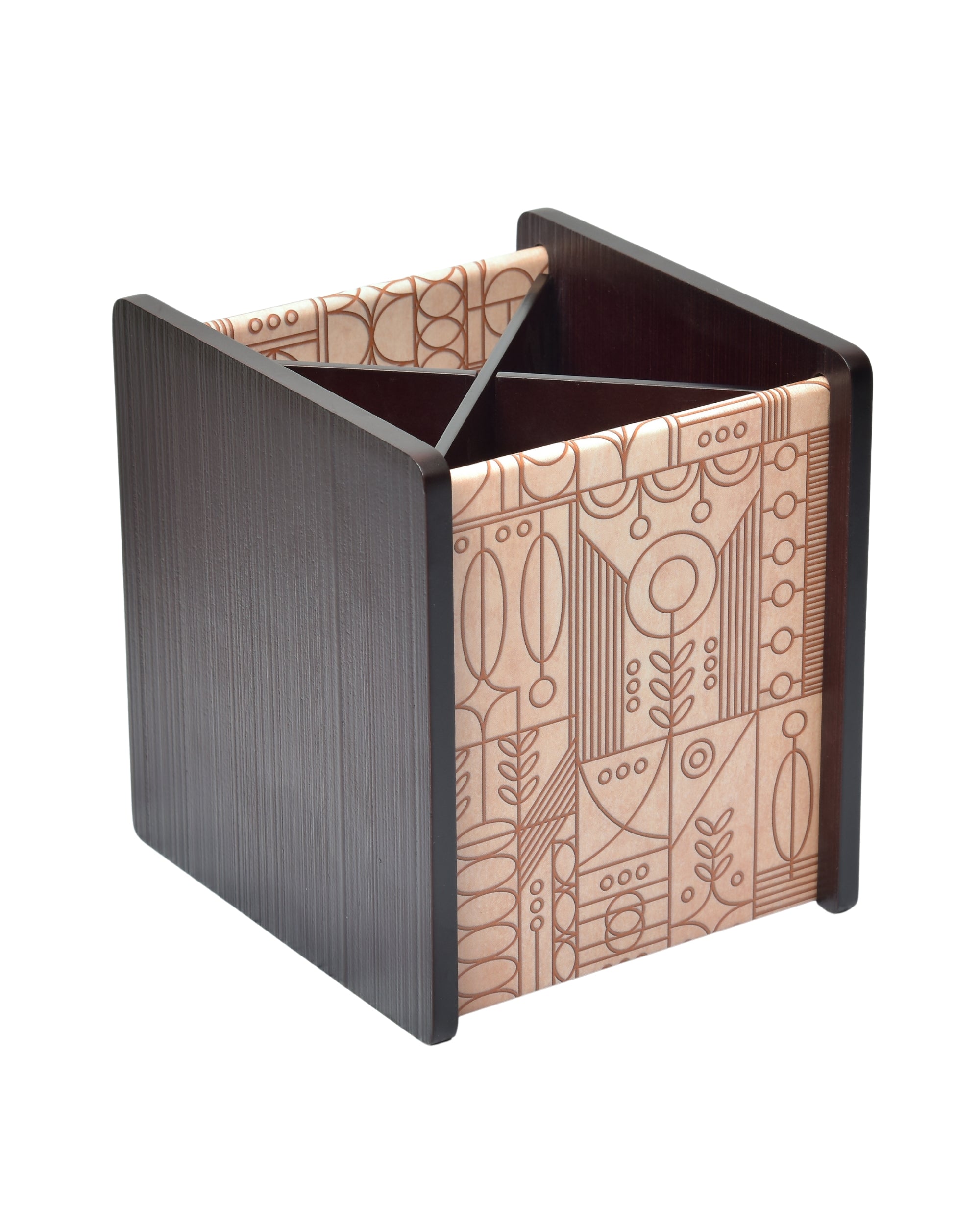 Premsons® Wooden Cutlery Holder – Stylish Organizer with 4 Compartments | Elegant Digital Printing for Kitchen & Dining