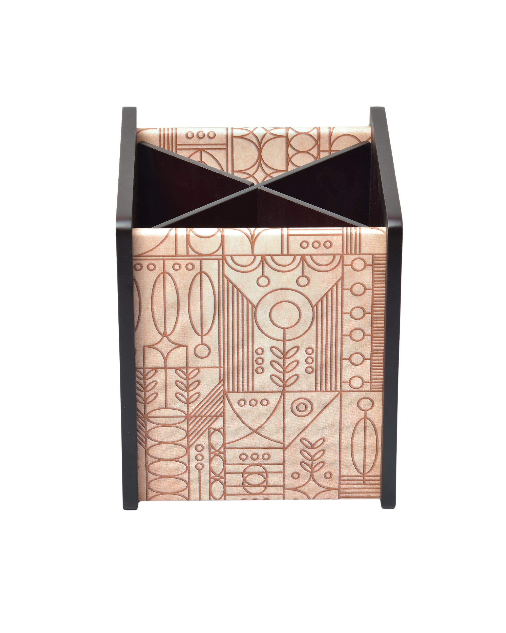 Premsons® Wooden Cutlery Holder – Stylish Organizer with 4 Compartments | Elegant Digital Printing for Kitchen & Dining
