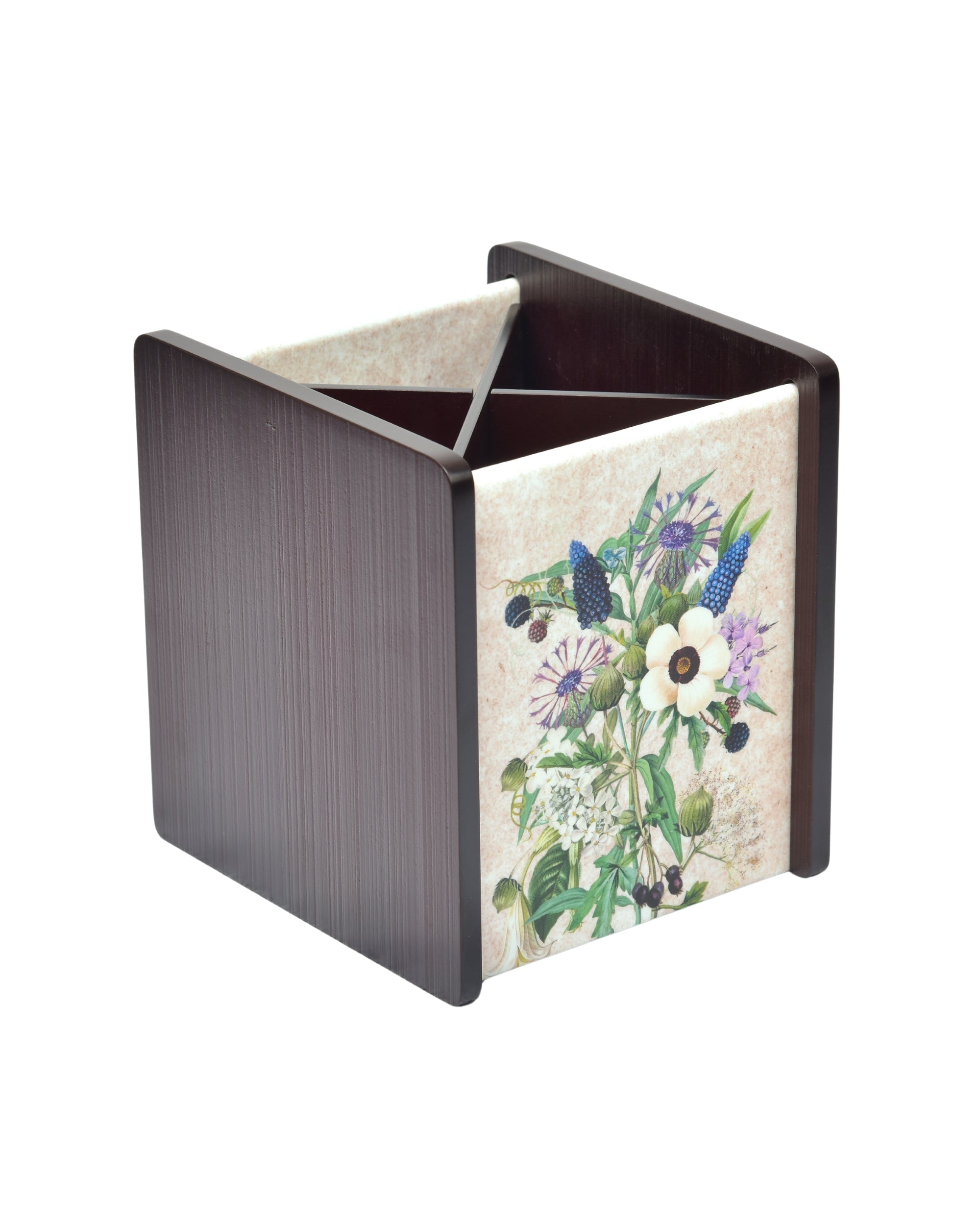Premsons® Wooden Cutlery Holder – Stylish Organizer with 4 Compartments | Elegant Digital Printing for Kitchen & Dining
