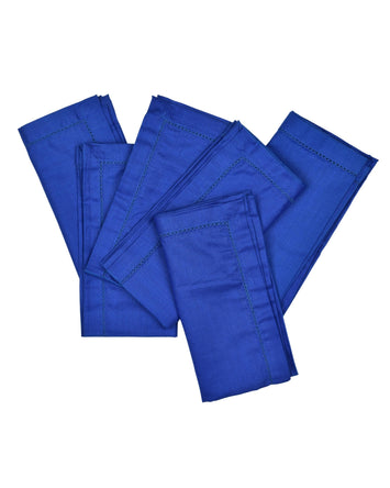 Premsons® Elegant Linen-Cotton Table Napkins – 16x16 Inch (Pack of 6) | Reusable & Machine Washable | Ideal for Dining, Parties, Weddings, Restaurants & Hotels - Navy Blue