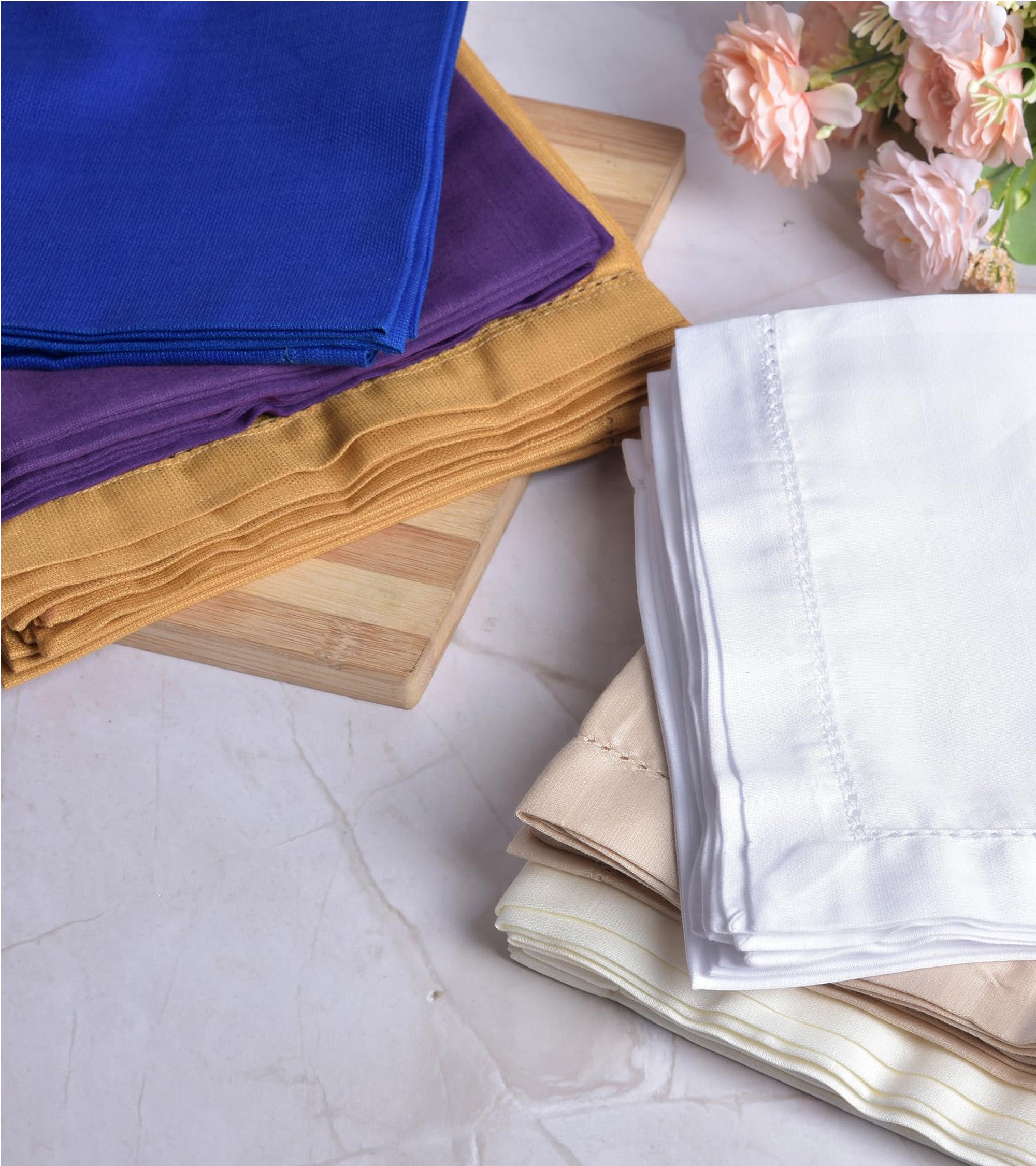 Premsons® Elegant Linen-Cotton Table Napkins – 16x16 Inch (Pack of 6) | Reusable & Machine Washable | Ideal for Dining, Parties, Weddings, Restaurants & Hotels - Navy Blue