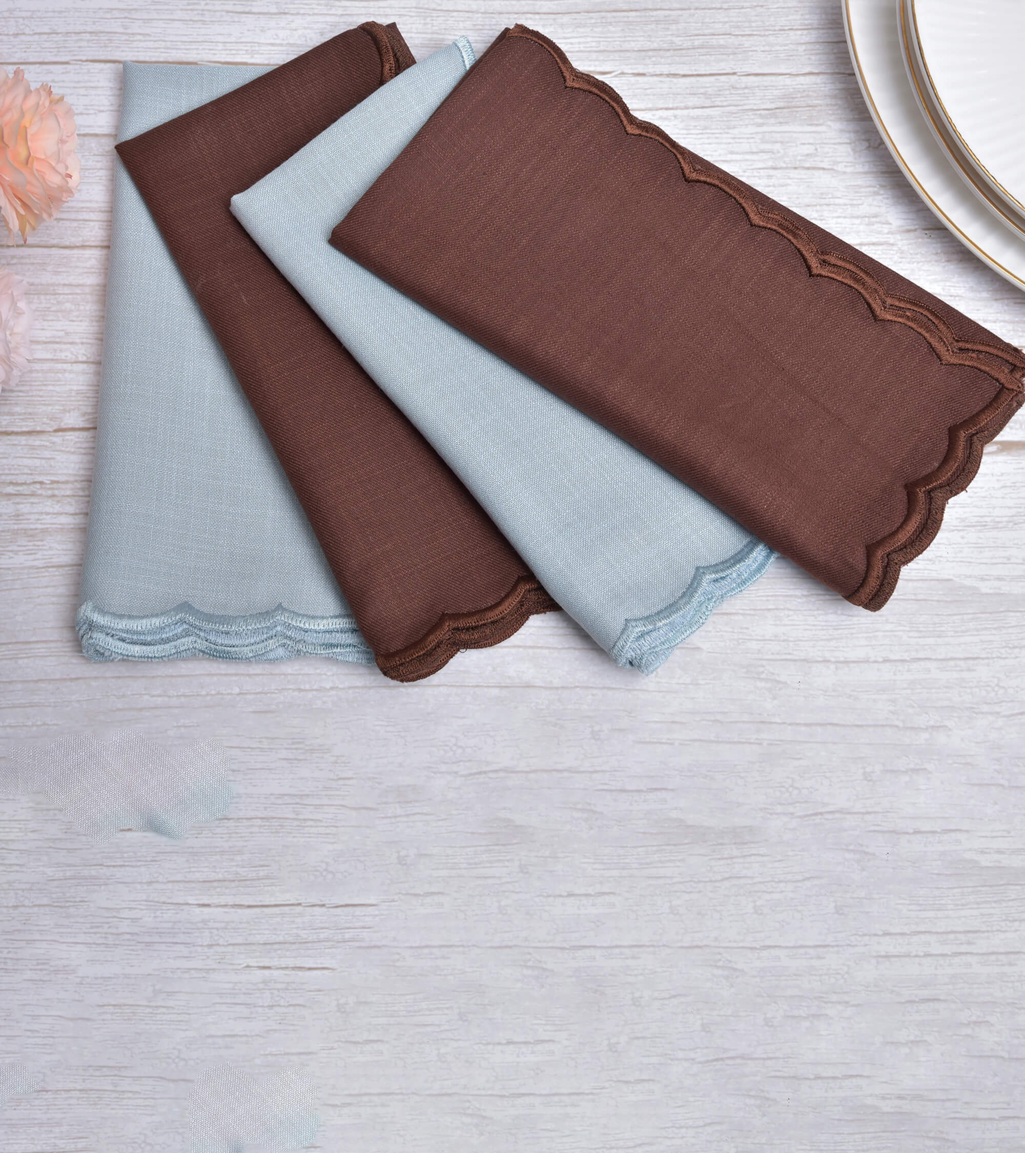 Premsons® Elegant Linen-Cotton Table Napkins – 16x16 Inch (Pack of 6) | Reusable & Machine Washable | Ideal for Dining, Parties, Weddings, Restaurants & Hotels - Light Blue
