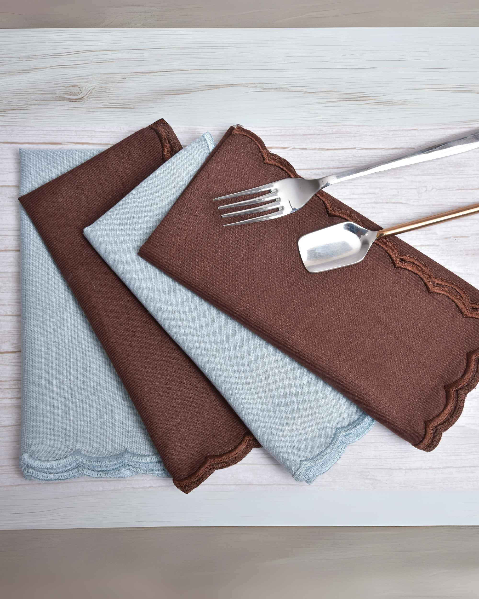 Premsons® Elegant Linen-Cotton Table Napkins – 16x16 Inch (Pack of 6) | Reusable & Machine Washable | Ideal for Dining, Parties, Weddings, Restaurants & Hotels -Chocolate Brown