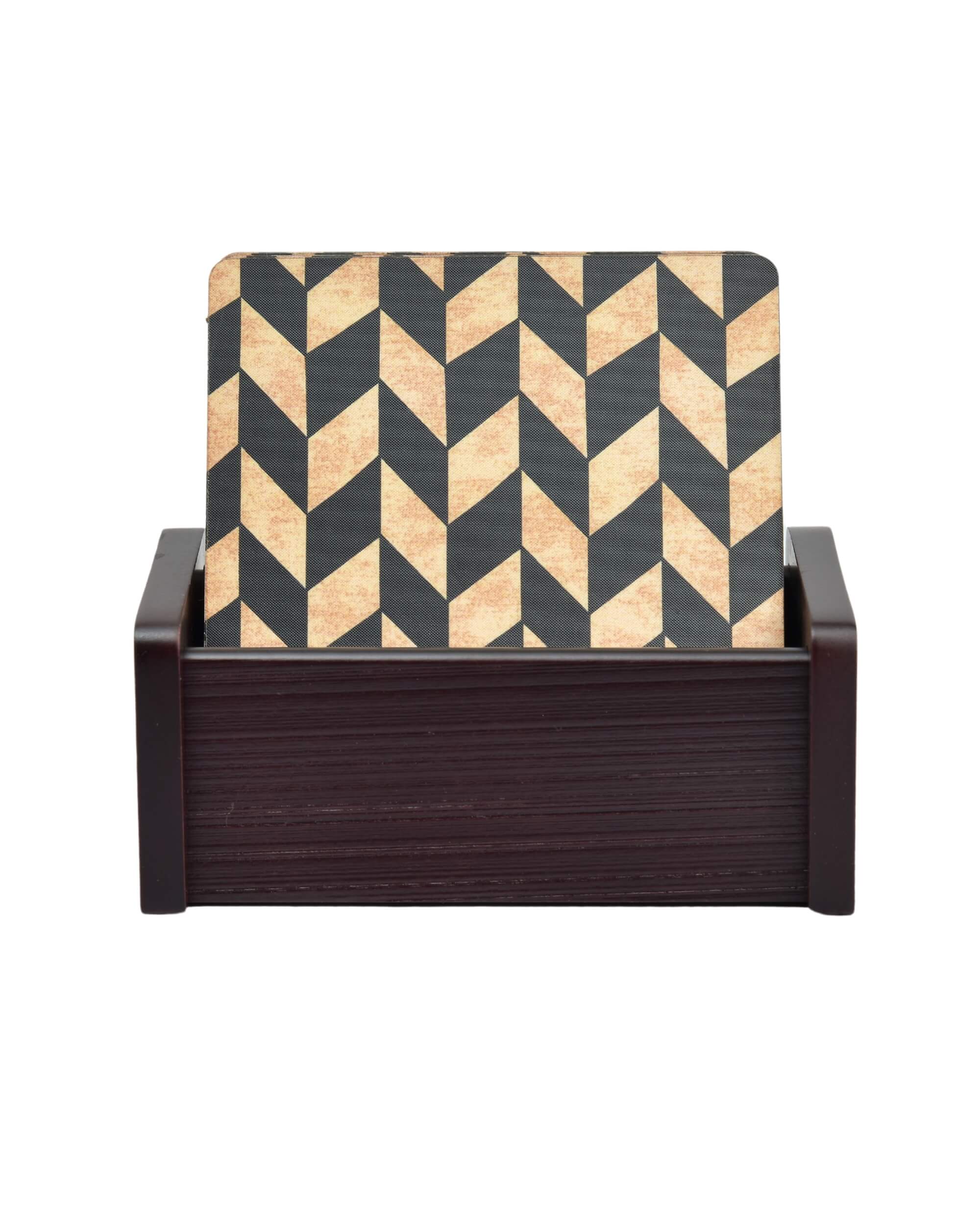 Premsons® Wooden Coaster Set of 6 – Stylish 4-Inch Digital Printed Tea & Coffee Coasters with Stand, Ideal for Elegant Table Protection in Home or Office Décor