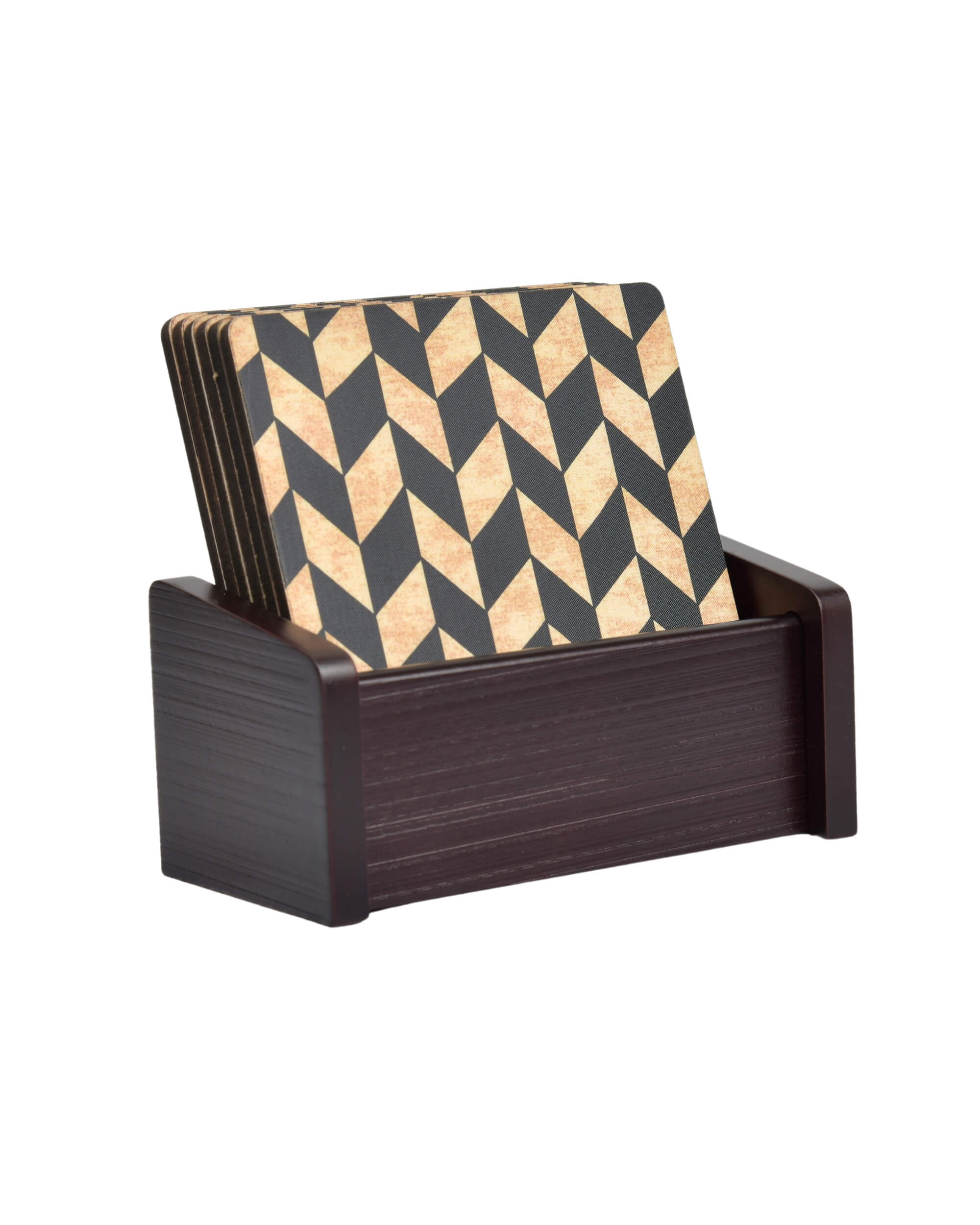 Premsons® Wooden Coaster Set of 6 – Stylish 4-Inch Digital Printed Tea & Coffee Coasters with Stand, Ideal for Elegant Table Protection in Home or Office Décor
