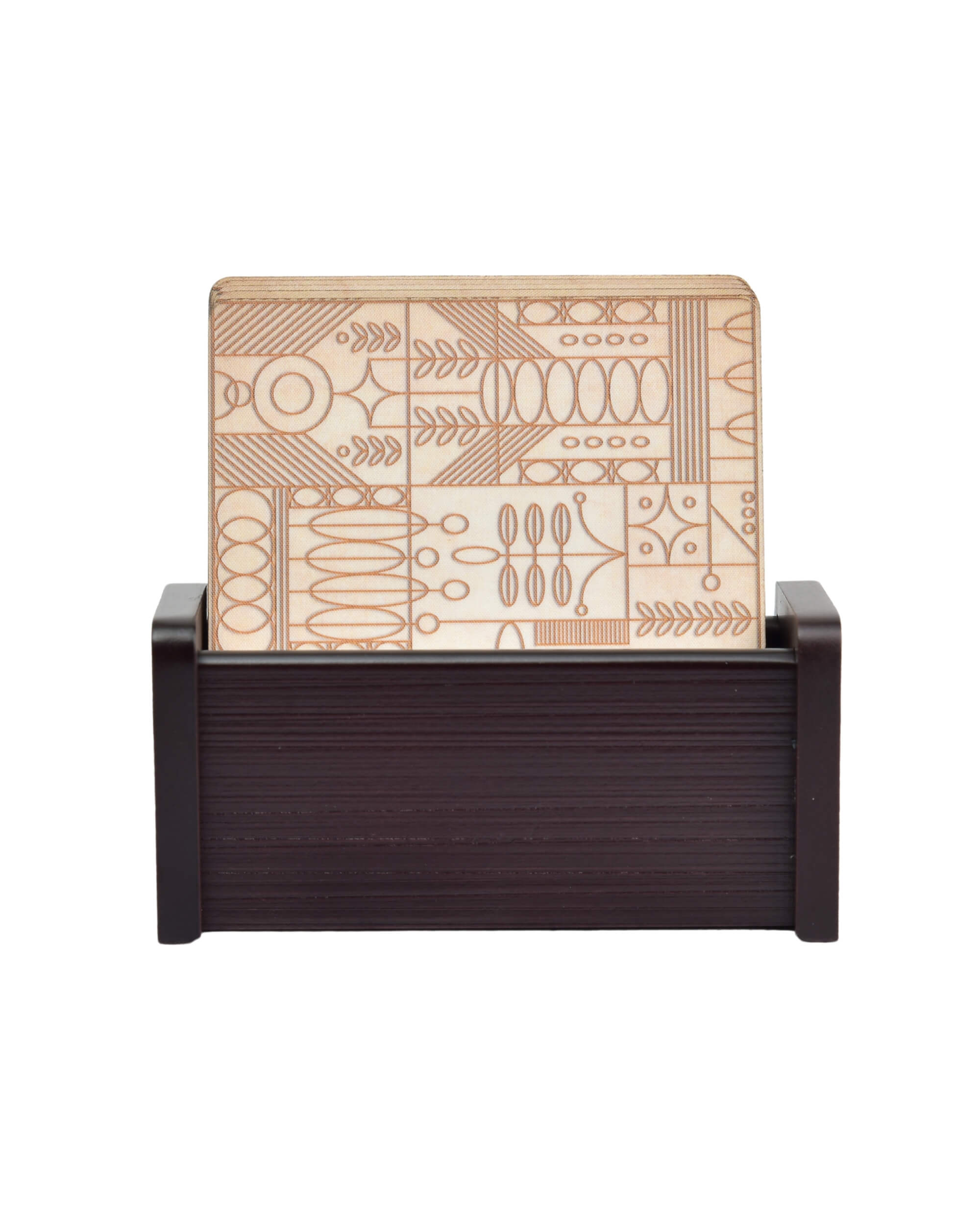 Premsons® Wooden Coaster Set of 6 – Stylish 4-Inch Digital Printed Tea & Coffee Coasters with Stand, Ideal for Elegant Table Protection in Home or Office Décor