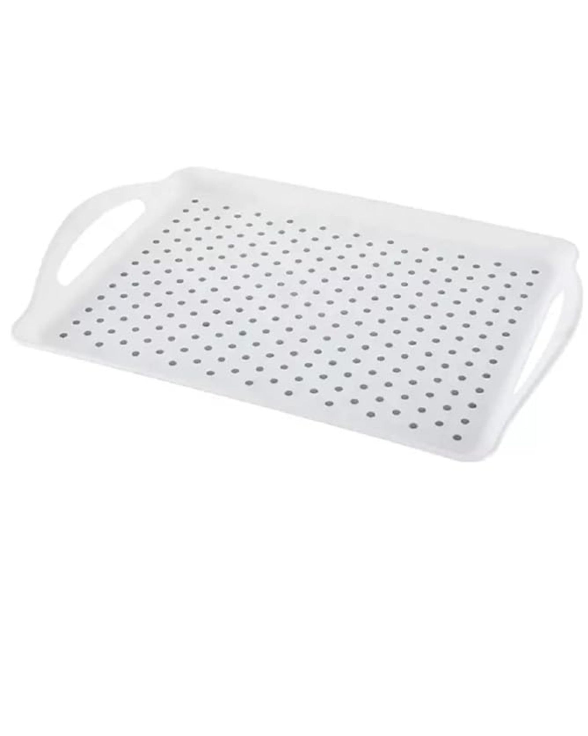 Premsons® Anti-Slip Serving Tray with Handles – Durable Rectangular Plastic Tray for Food & Drinks, Multipurpose for Home, Kitchen, Restaurant & Camping (White, 38x27cm)