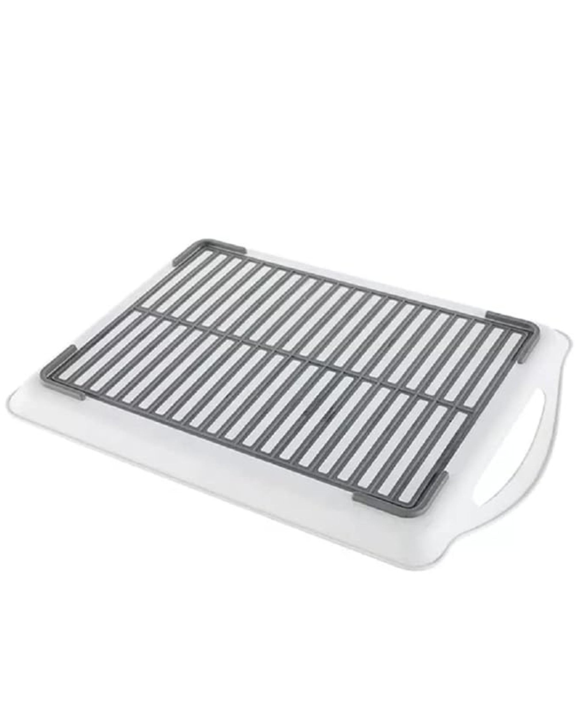 Premsons® Anti-Slip Serving Tray with Handles – Durable Rectangular Plastic Tray for Food & Drinks, Multipurpose for Home, Kitchen, Restaurant & Camping (White, 38x27cm)