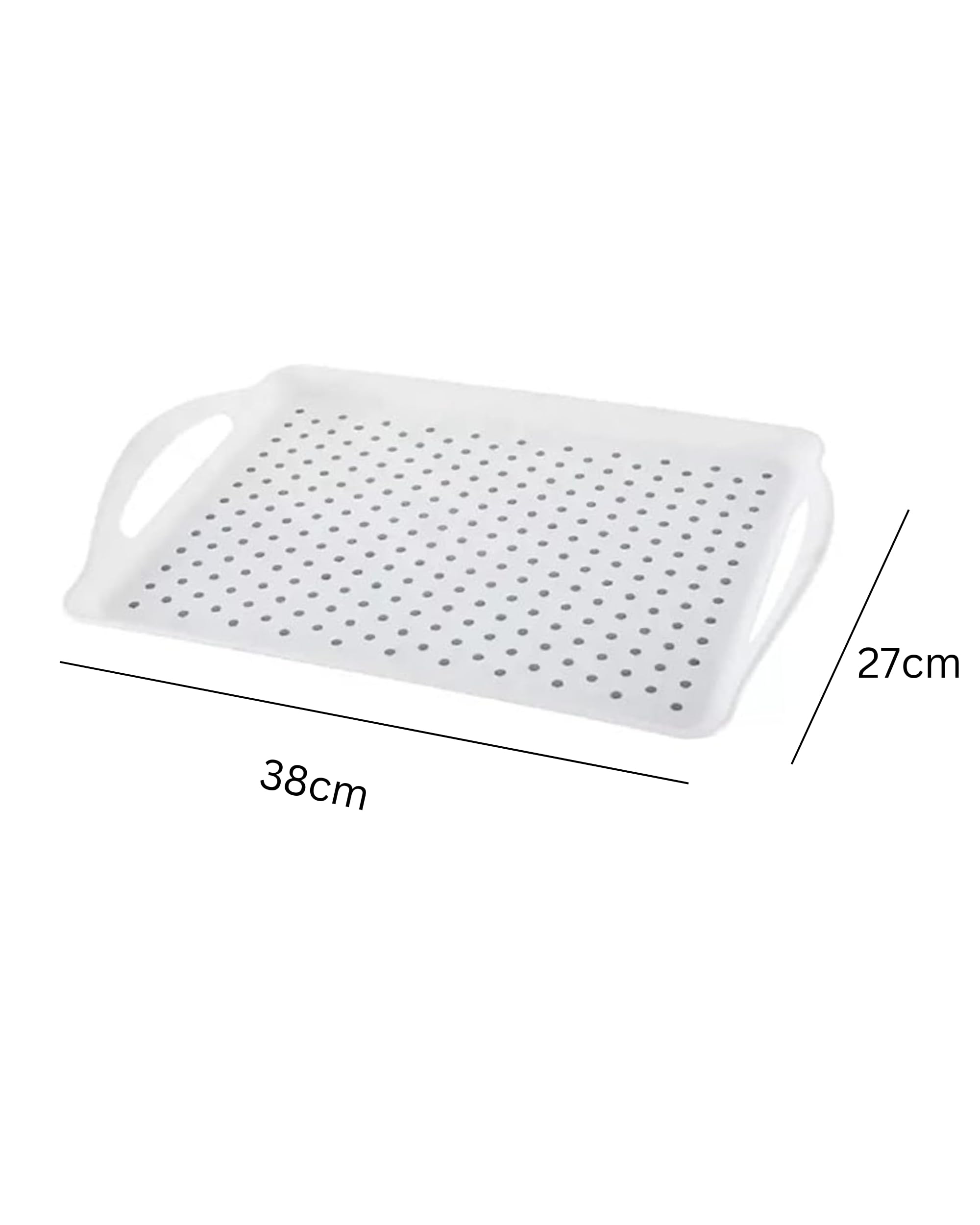 Premsons® Anti-Slip Serving Tray with Handles – Durable Rectangular Plastic Tray for Food & Drinks, Multipurpose for Home, Kitchen, Restaurant & Camping (White, 38x27cm)