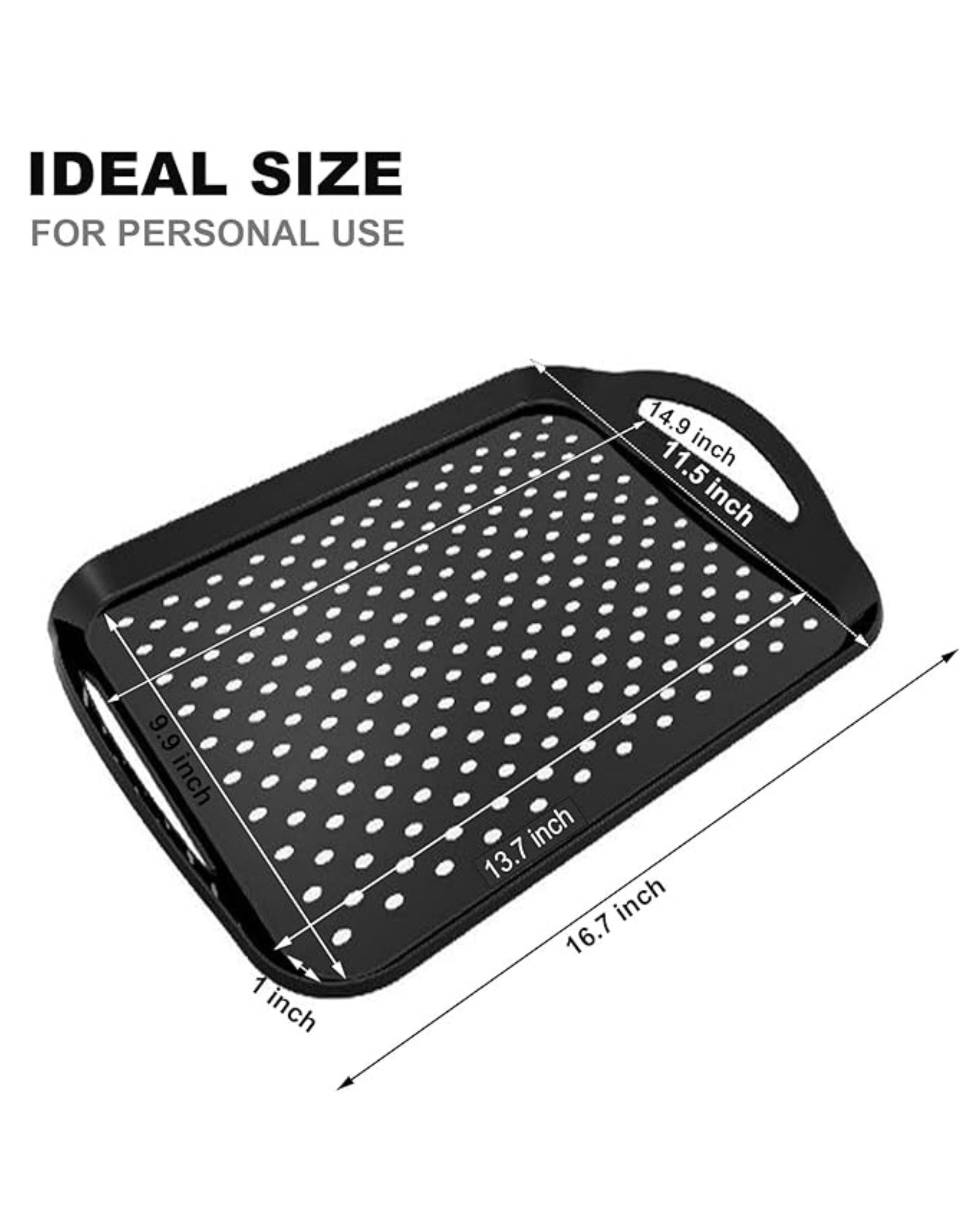 Premsons® Anti-Slip Serving Tray with Handles – Durable Rectangular Plastic Tray for Food & Drinks, Multipurpose for Home, Kitchen, Restaurant & Camping (White, 38x27cm)