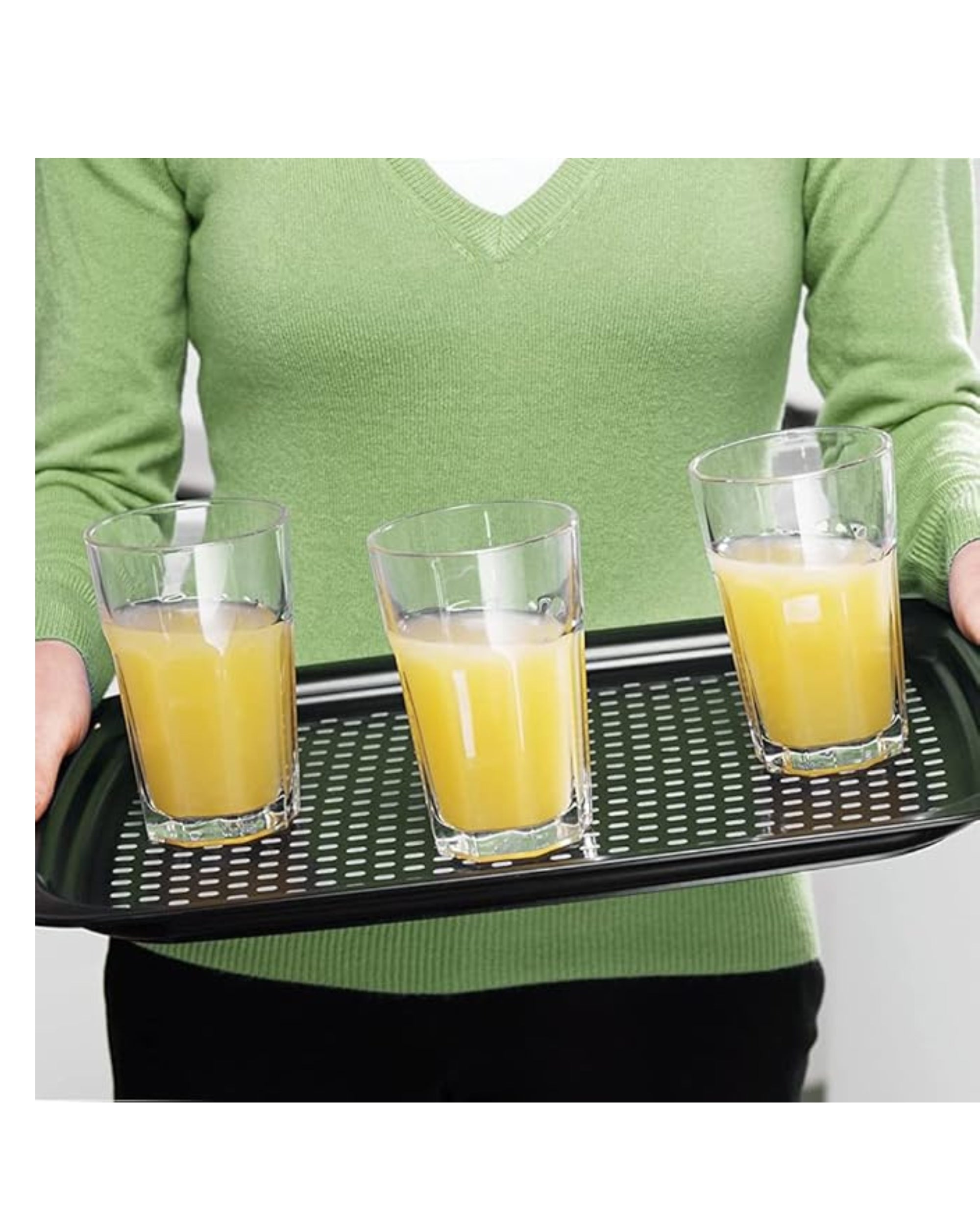 Premsons® Anti-Slip Serving Tray with Handles – Durable Rectangular Plastic Tray for Food & Drinks, Multipurpose for Home, Kitchen, Restaurant & Camping (White, 38x27cm)