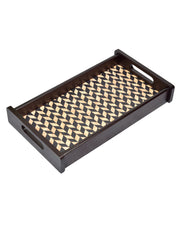 Premsons® Chevron Wooden Serving Tray – Stylish Rectangle Wood Tray for Kitchen, Dining & Décor | Durable & Elegant Chevron Pattern for Serving Food & Drinks