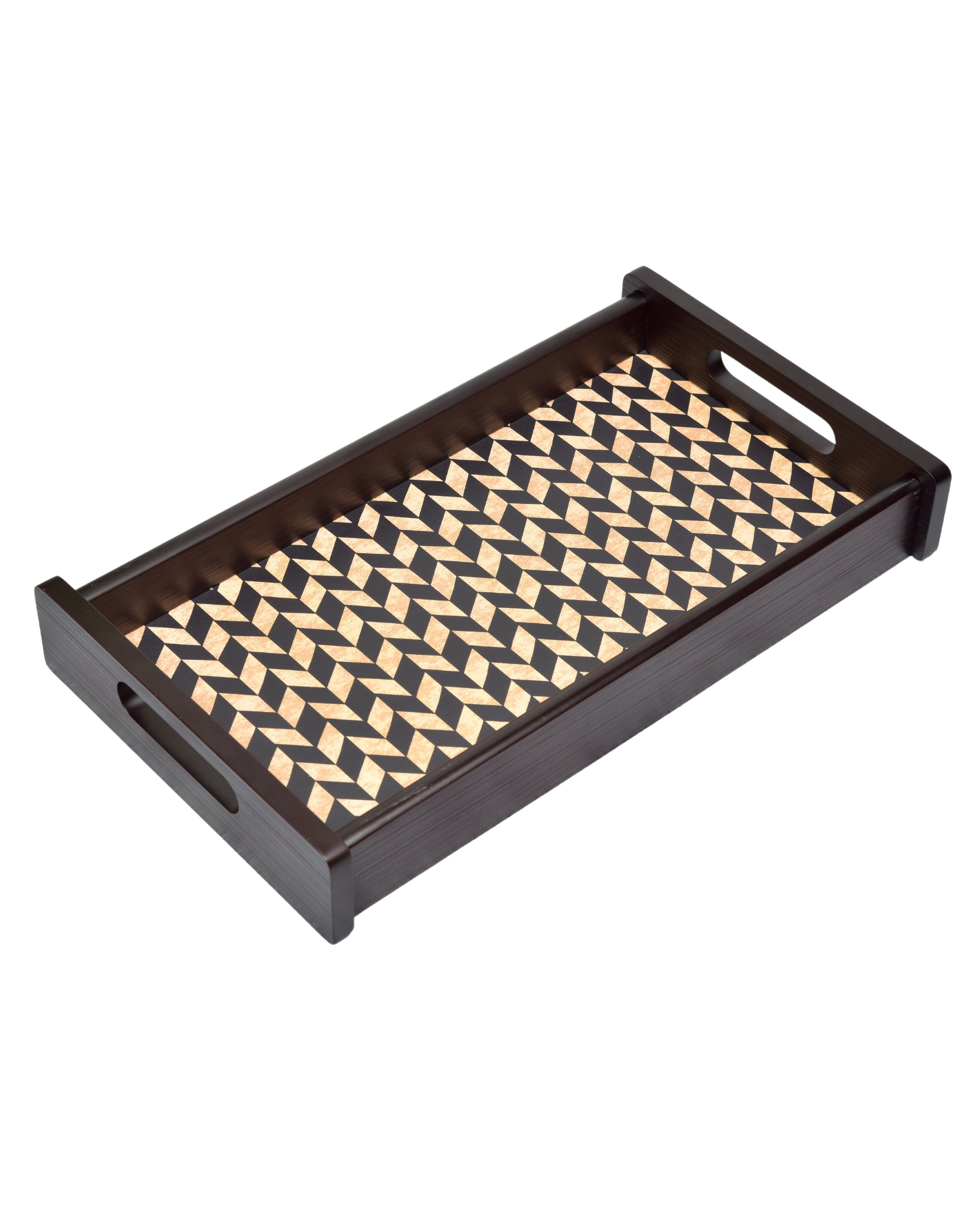 Premsons® Chevron Wooden Serving Tray – Stylish Rectangle Wood Tray for Kitchen, Dining & Décor | Durable & Elegant Chevron Pattern for Serving Food & Drinks