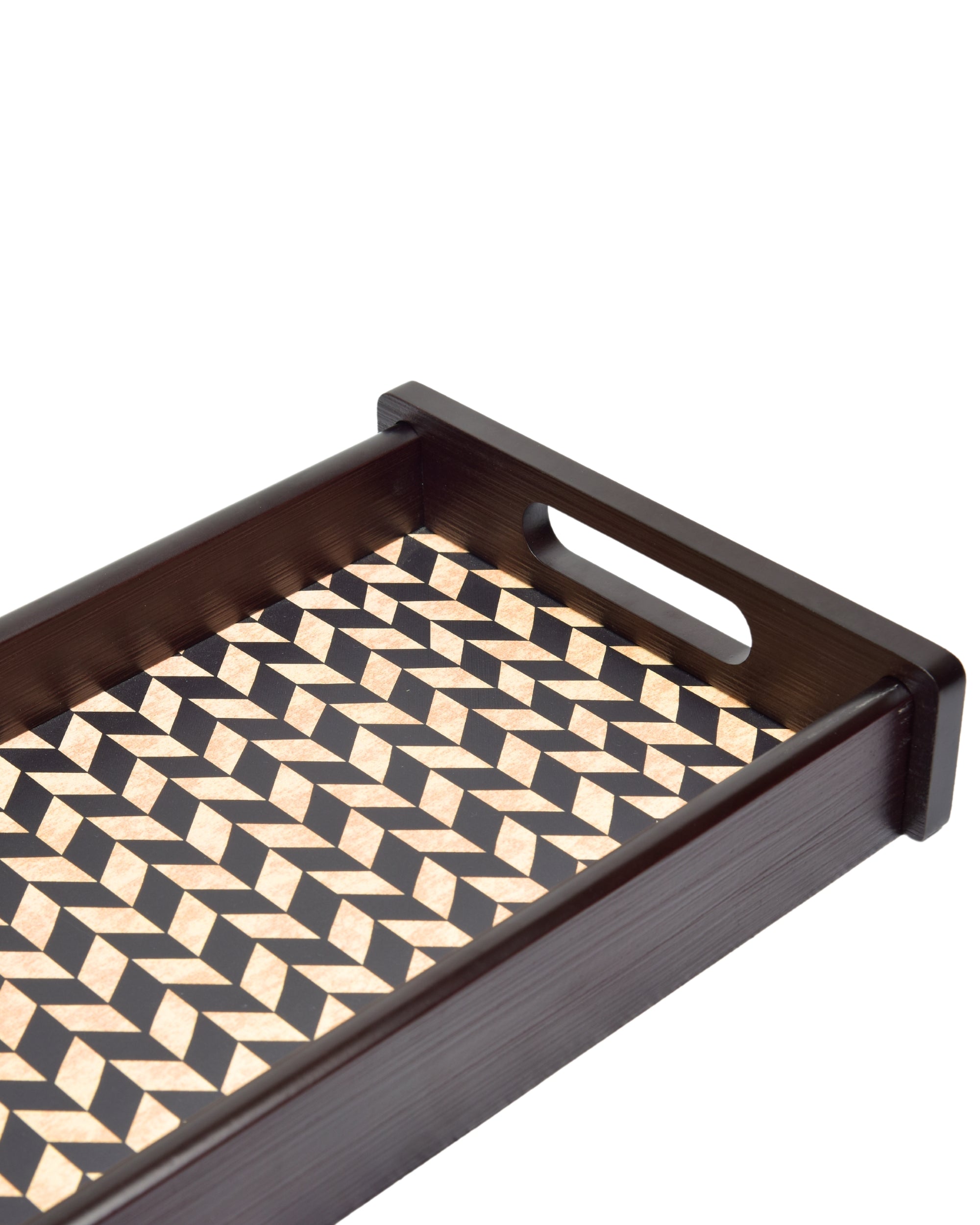 Premsons® Chevron Wooden Serving Tray – Stylish Rectangle Wood Tray for Kitchen, Dining & Décor | Durable & Elegant Chevron Pattern for Serving Food & Drinks
