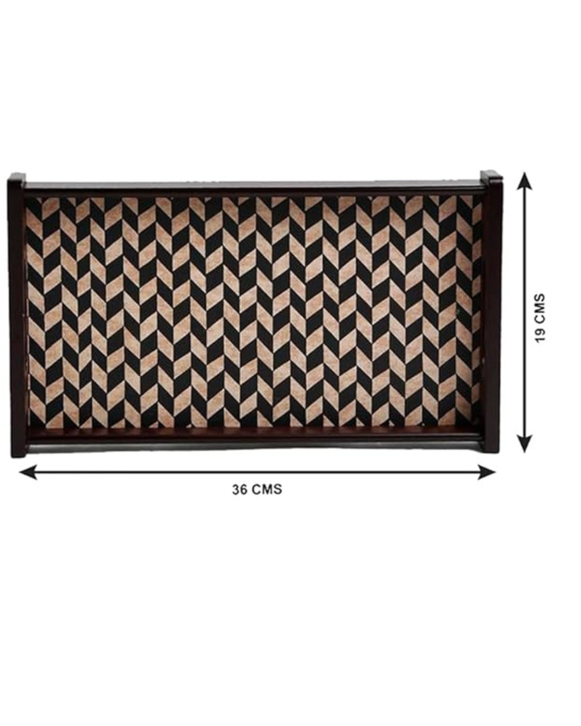 Premsons® Chevron Wooden Serving Tray – Stylish Rectangle Wood Tray for Kitchen, Dining & Décor | Durable & Elegant Chevron Pattern for Serving Food & Drinks