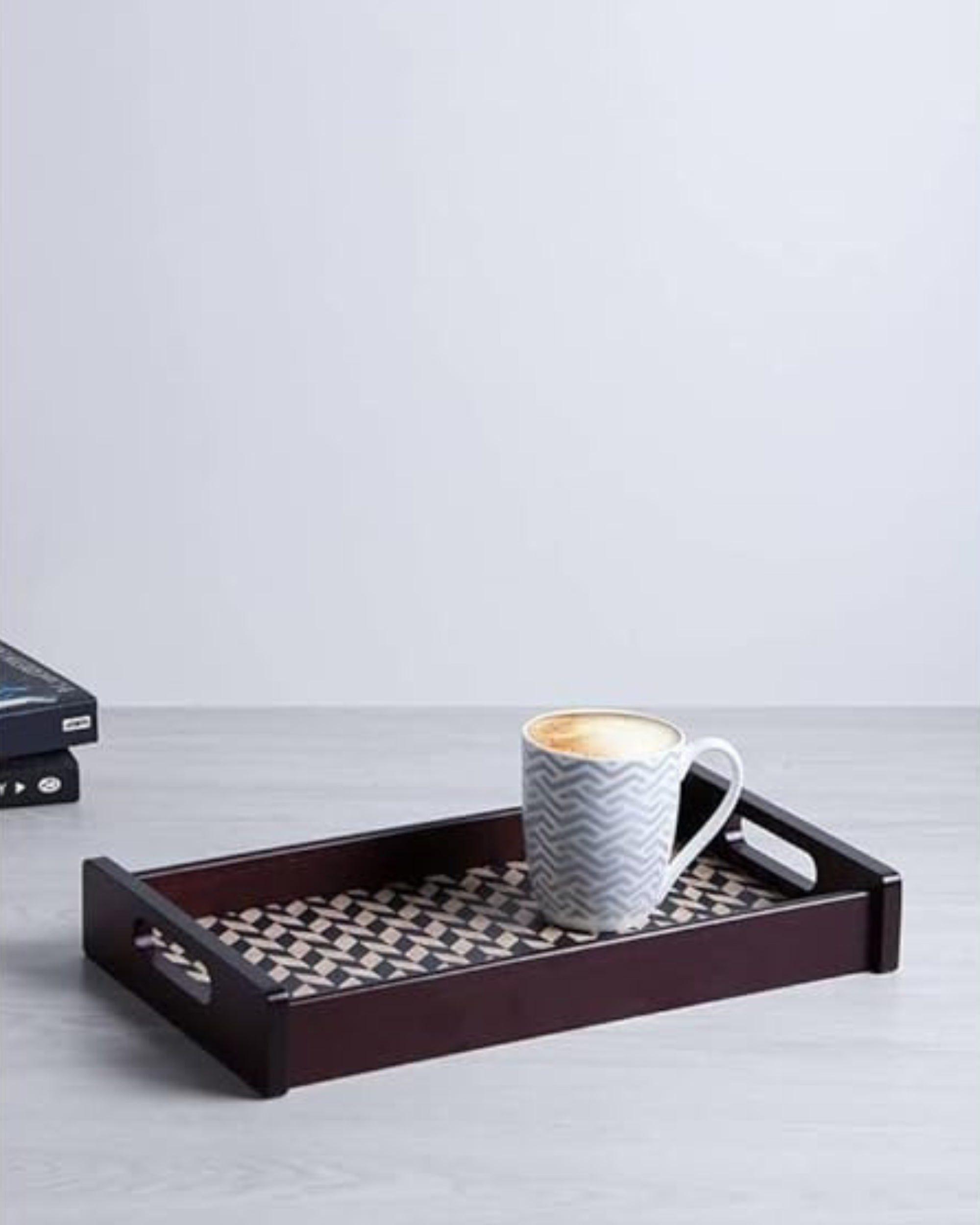 Premsons® Chevron Wooden Serving Tray – Stylish Rectangle Wood Tray for Kitchen, Dining & Décor | Durable & Elegant Chevron Pattern for Serving Food & Drinks