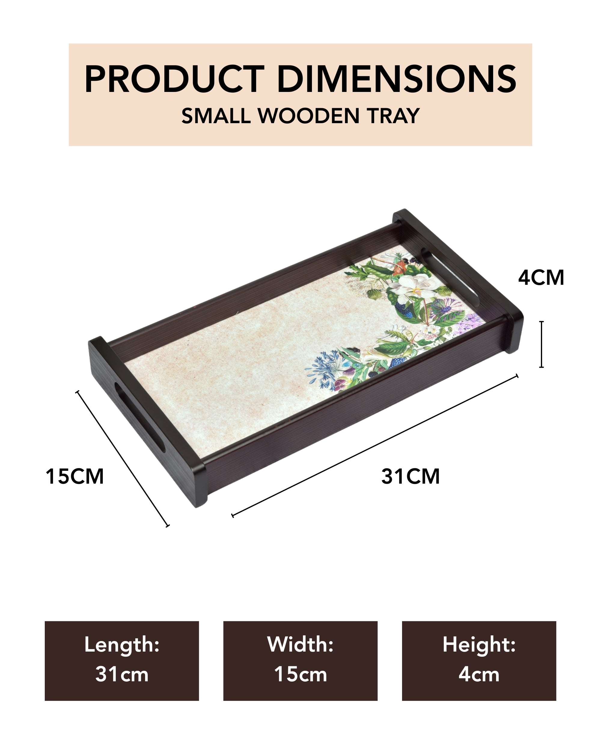 Premsons® Florence Wooden Serving Tray – Premium Rectangle Shape Trays for Home, Kitchen, Dining & Restaurant | Stylish & Durable Wood Trays for Serving Food, Drinks & Décor