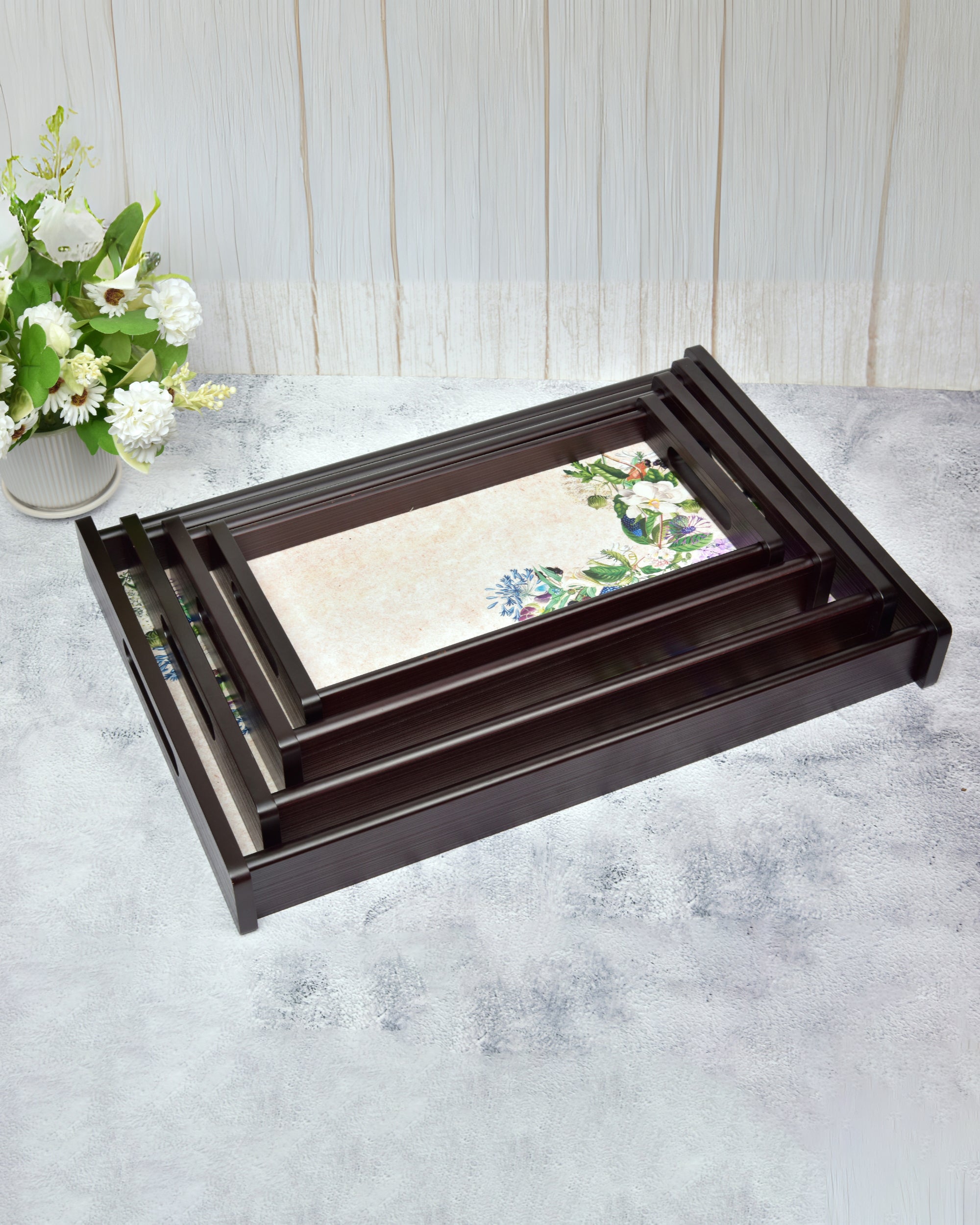 Premsons® Florence Wooden Serving Tray – Premium Rectangle Shape Trays for Home, Kitchen, Dining & Restaurant | Stylish & Durable Wood Trays for Serving Food, Drinks & Décor