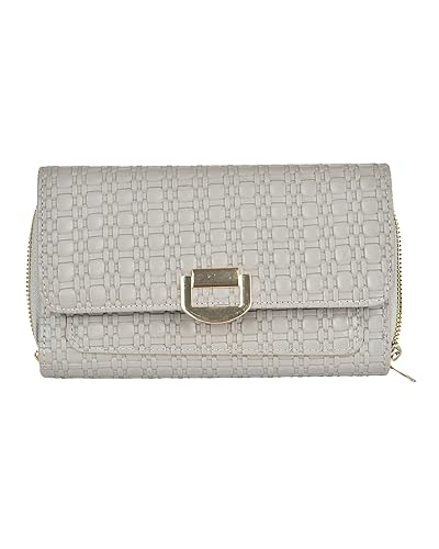 Eternia® Seraphine Wallet Sling Bag – Elegant & Versatile Faux Leather Crossbody Wallet Clutch with Detachable Straps - Light Grey