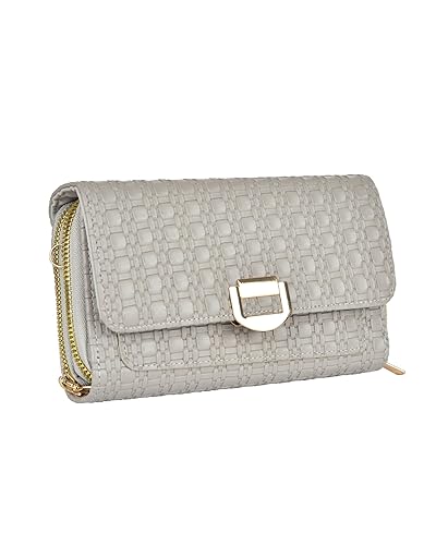 Eternia® Seraphine Wallet Sling Bag – Elegant & Versatile Faux Leather Crossbody Wallet Clutch with Detachable Straps - Light Grey