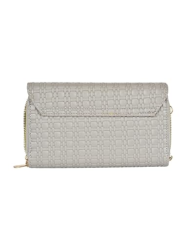 Eternia® Seraphine Wallet Sling Bag – Elegant & Versatile Faux Leather Crossbody Wallet Clutch with Detachable Straps - Light Grey