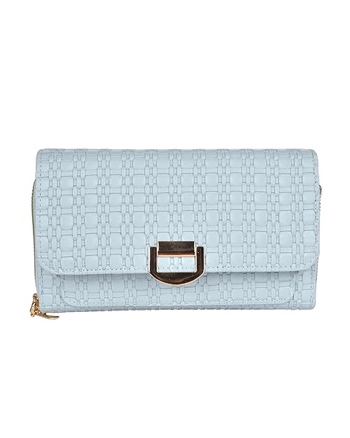 Eternia® Seraphine Wallet Sling Bag – Elegant & Versatile Faux Leather Crossbody Wallet Clutch with Detachable Straps - Light Blue