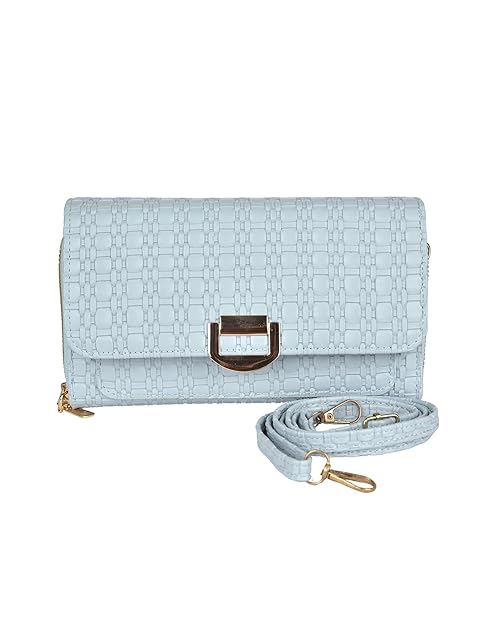 Eternia® Seraphine Wallet Sling Bag – Elegant & Versatile Faux Leather Crossbody Wallet Clutch with Detachable Straps - Light Blue