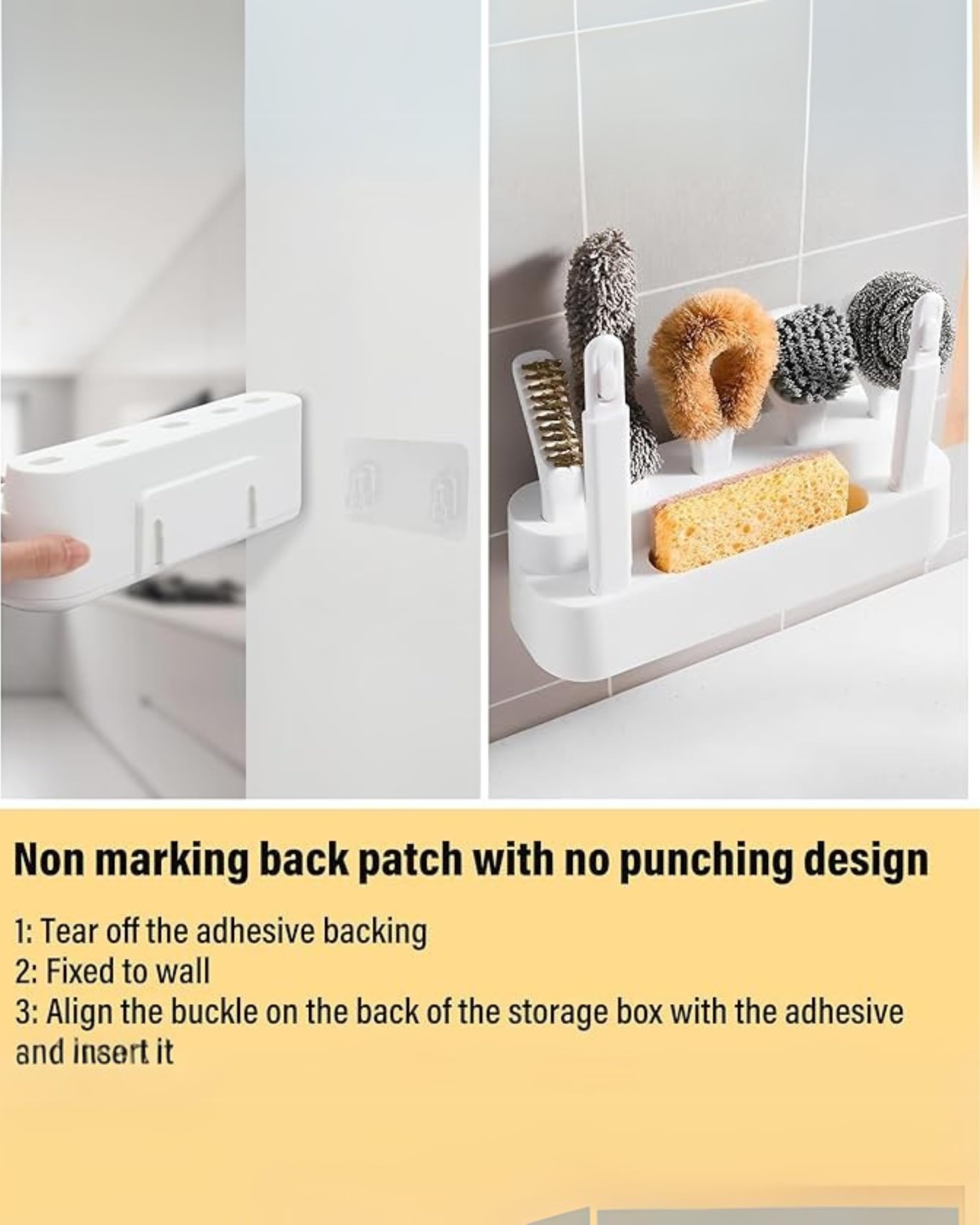 Premsons® 6-Piece Kitchen Cleaning Brush Set with Handles & Drainage Base – Includes Pot, Bottle & Crevice Brushes – Hangable Dish Brush Set for Sinks, Countertops, Pots & Pans
