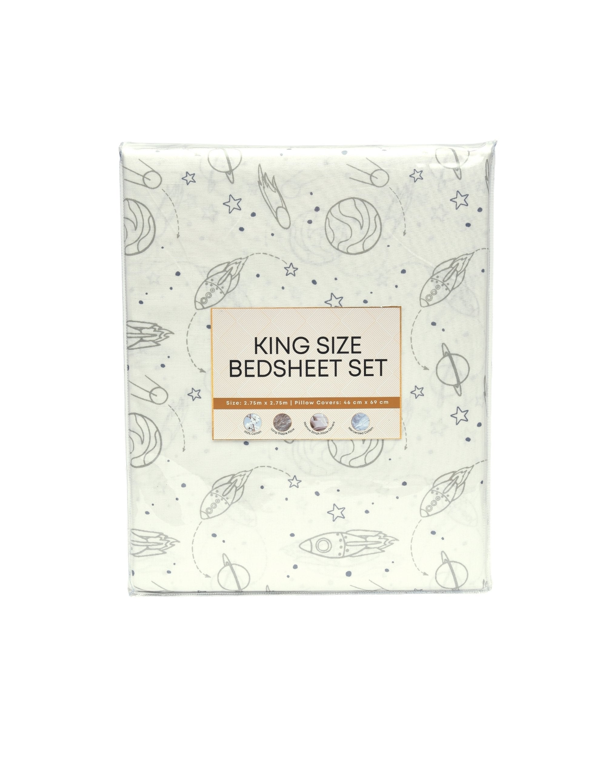 Premsons® Cotton Bed Sheet King Size Sheet with 2 Pillowcases – Premium Soft & Breathable Bedding for Full Size Beds – Luxury Bedroom Essentials - White