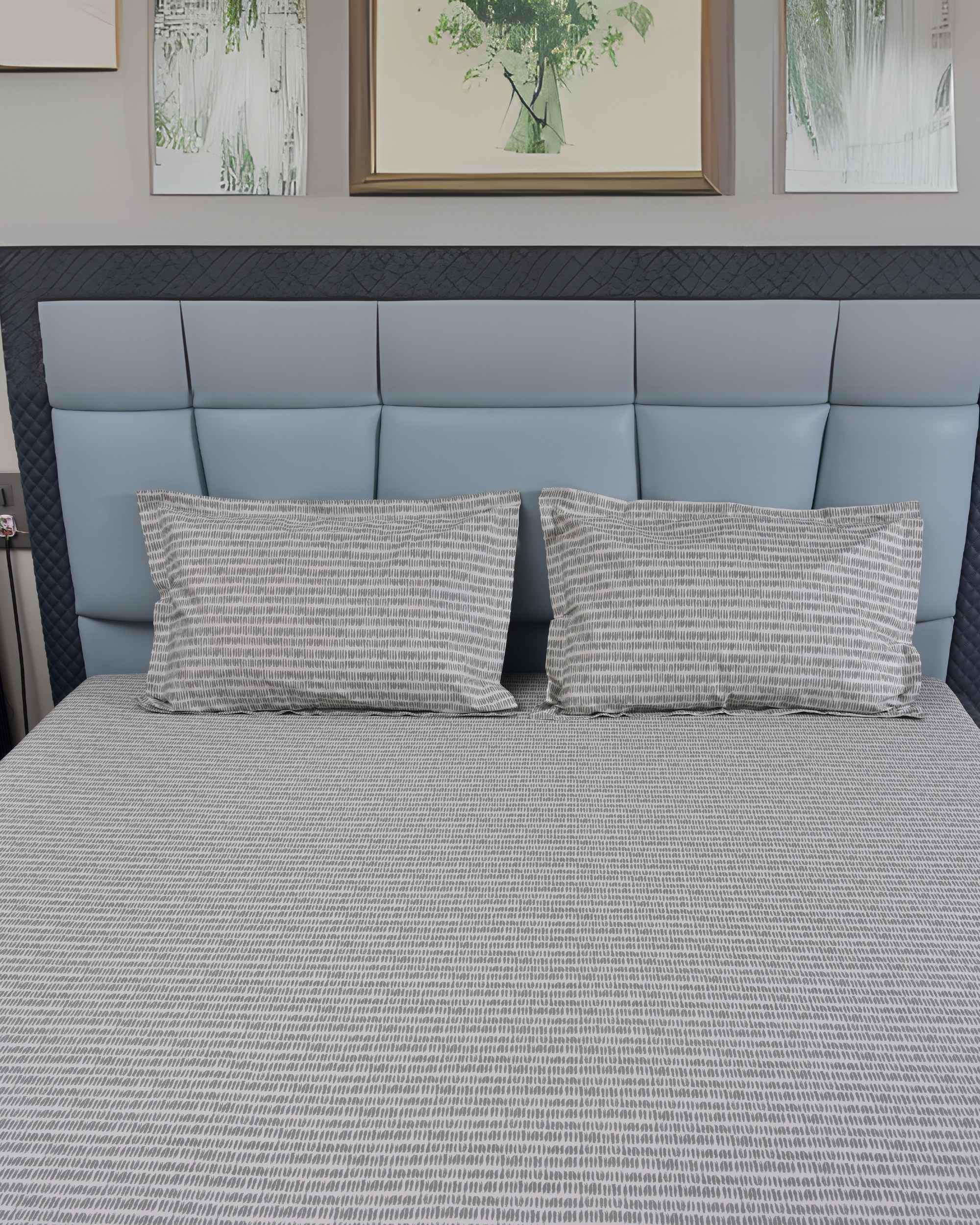 Premsons® Cotton Bed Sheet King Size Sheet with 2 Pillowcases – Premium Soft & Breathable Bedding for Full Size Beds – Luxury Bedroom Essentials - Grey