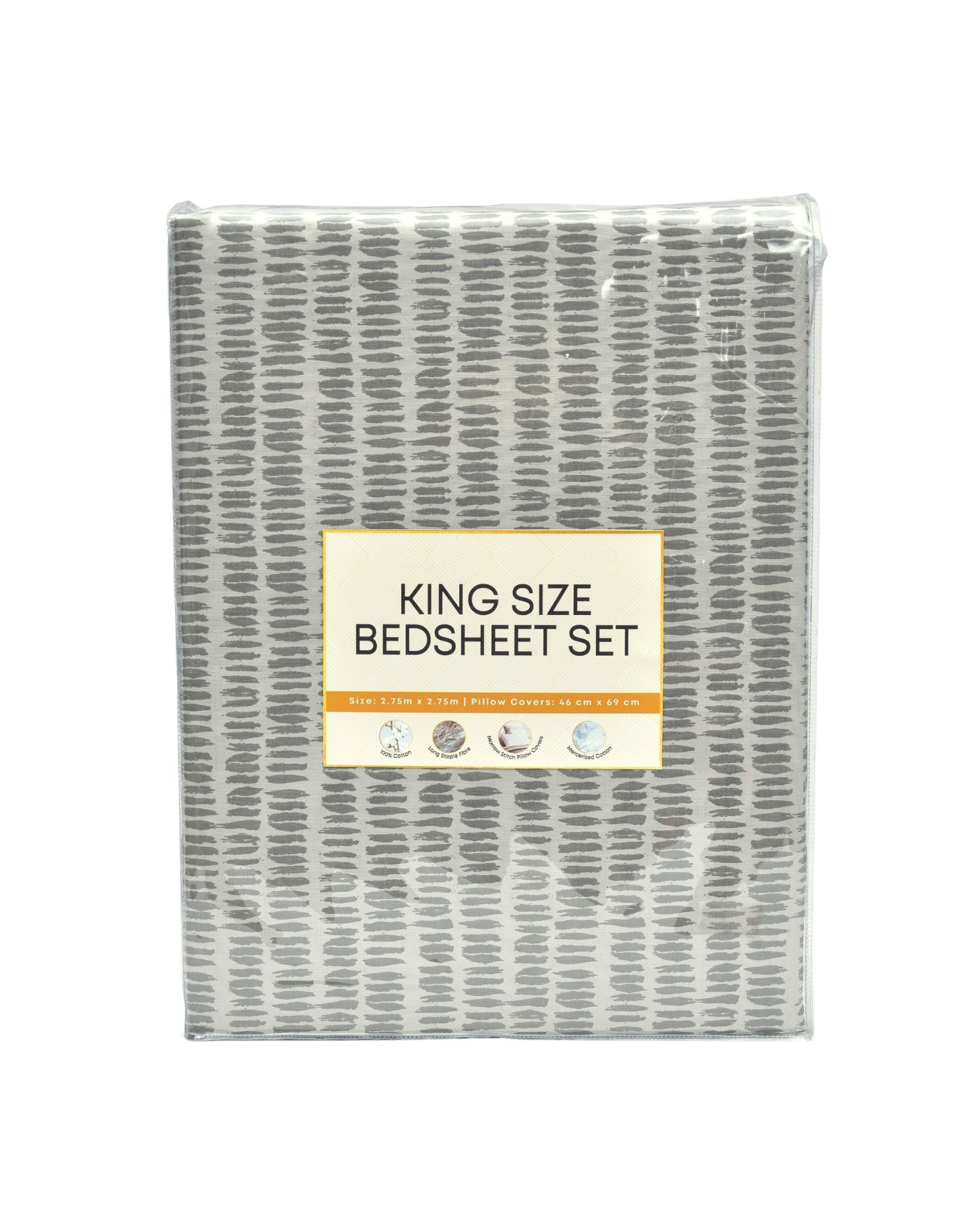 Premsons® Cotton Bed Sheet King Size Sheet with 2 Pillowcases – Premium Soft & Breathable Bedding for Full Size Beds – Luxury Bedroom Essentials - Grey