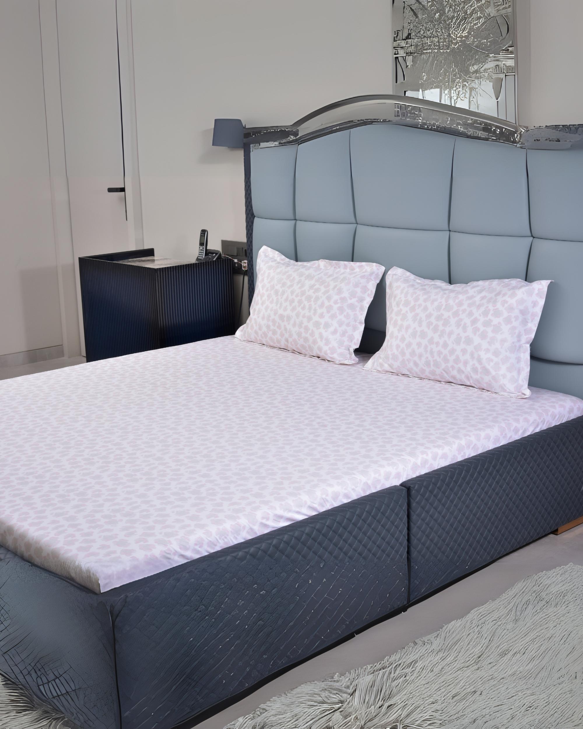 Premsons® Cotton Bed Sheet King Size Sheet with 2 Pillowcases – Premium Soft & Breathable Bedding for Full Size Beds – Luxury Bedroom Essentials - White & Pink