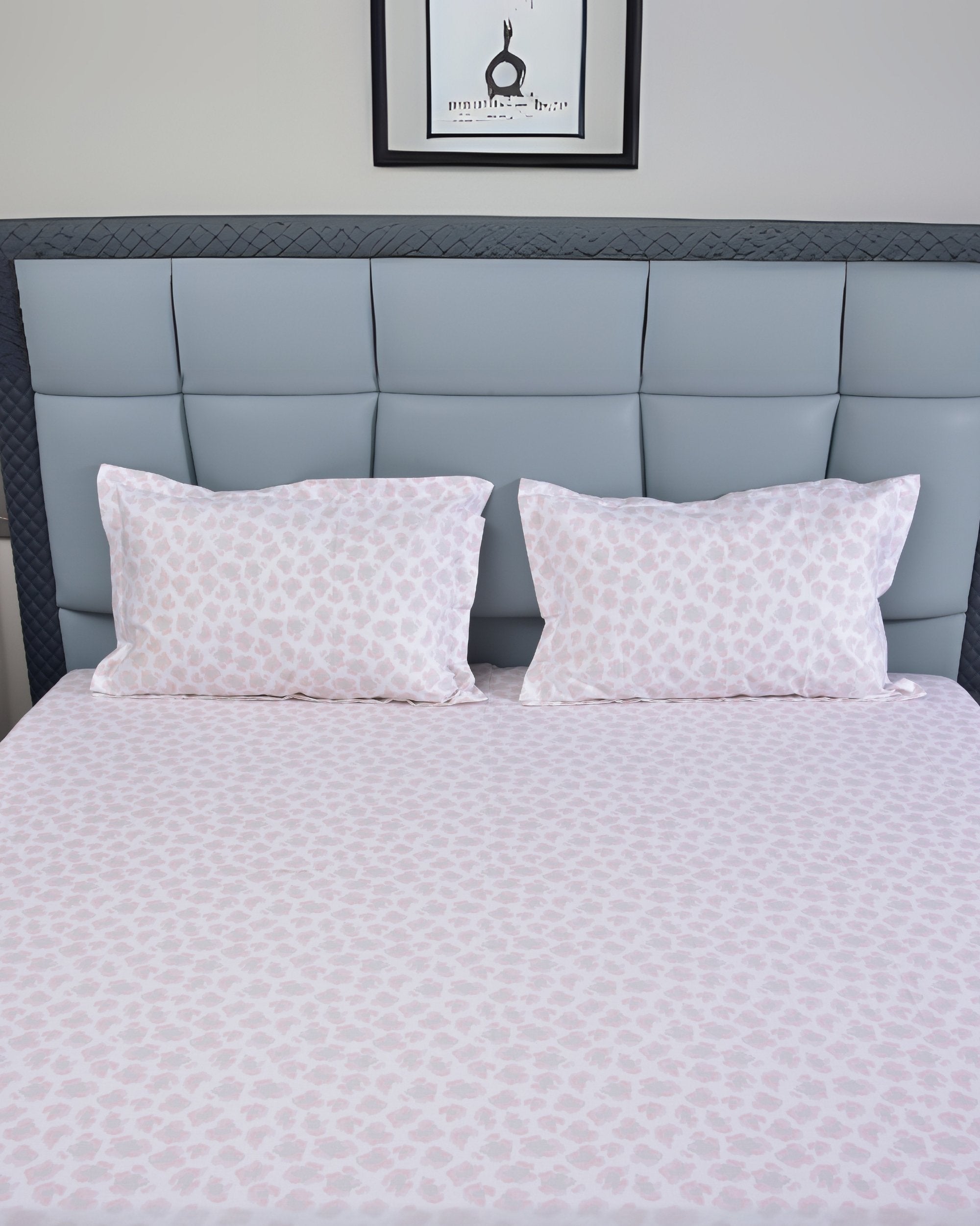 Premsons® Cotton Bed Sheet King Size Sheet with 2 Pillowcases – Premium Soft & Breathable Bedding for Full Size Beds – Luxury Bedroom Essentials - White & Pink