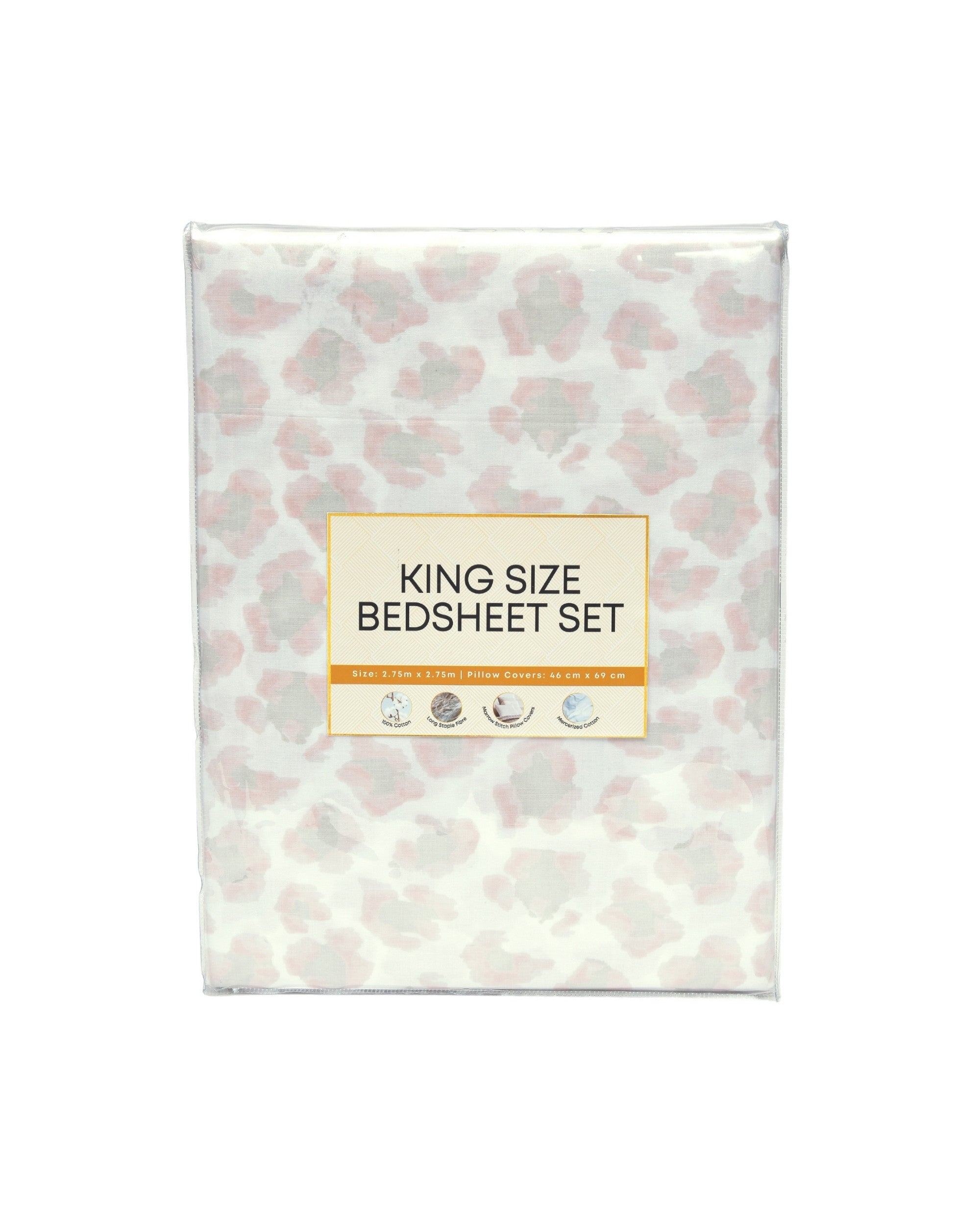 Premsons® Cotton Bed Sheet King Size Sheet with 2 Pillowcases – Premium Soft & Breathable Bedding for Full Size Beds – Luxury Bedroom Essentials - White & Pink