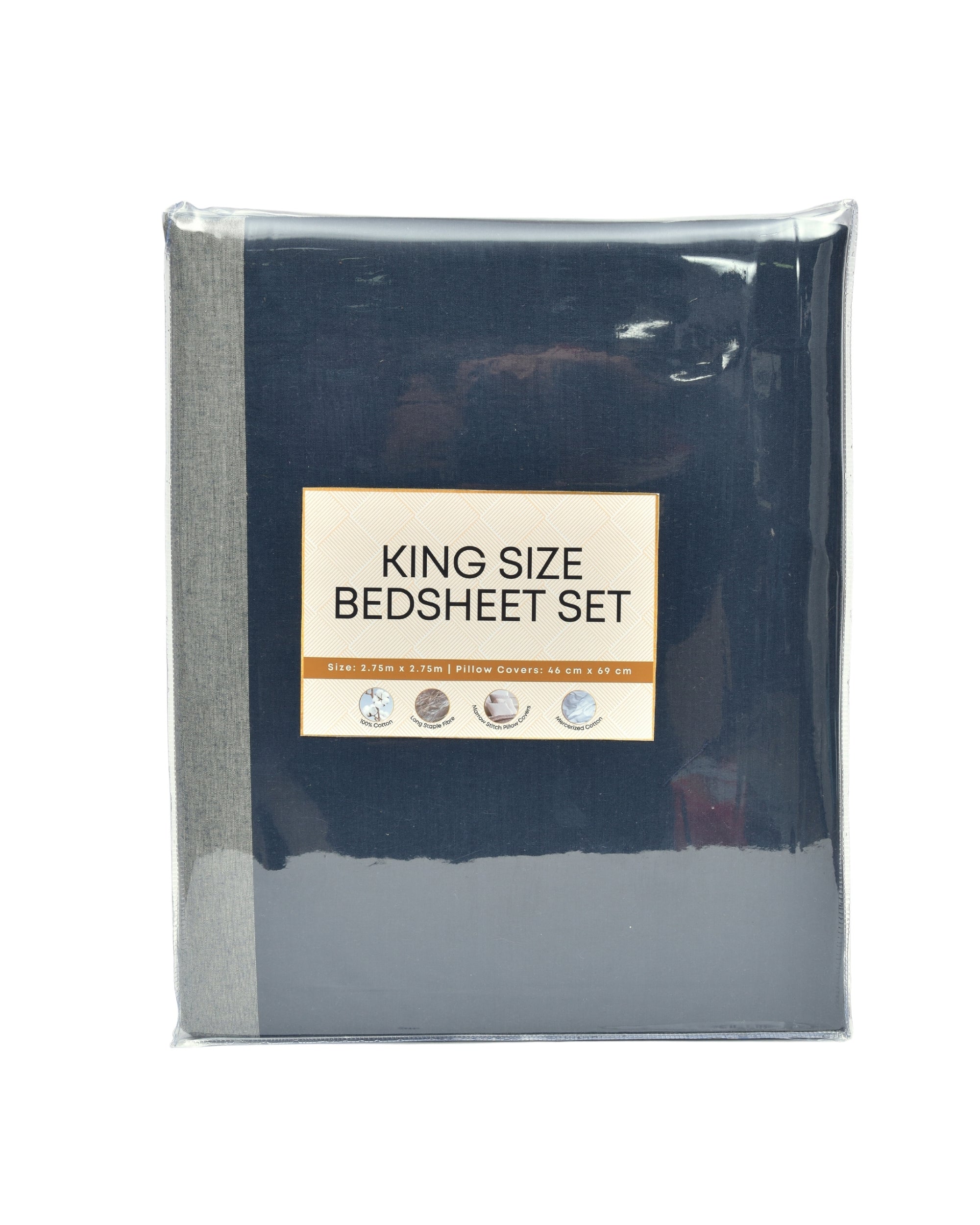 Premsons® Cotton Bed Sheet King Size Sheet with 2 Pillowcases – Premium Soft & Breathable Bedding for Full Size Beds – Luxury Bedroom Essentials - Blue & Grey