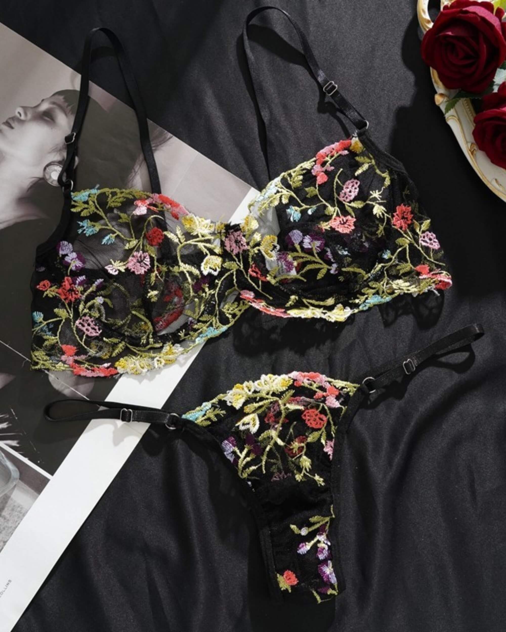 Premsons® Ladies Lace Lingerie Set – 2-Piece Sexy & Elegant Floral Bra and Thong for a Bold, Alluring Look