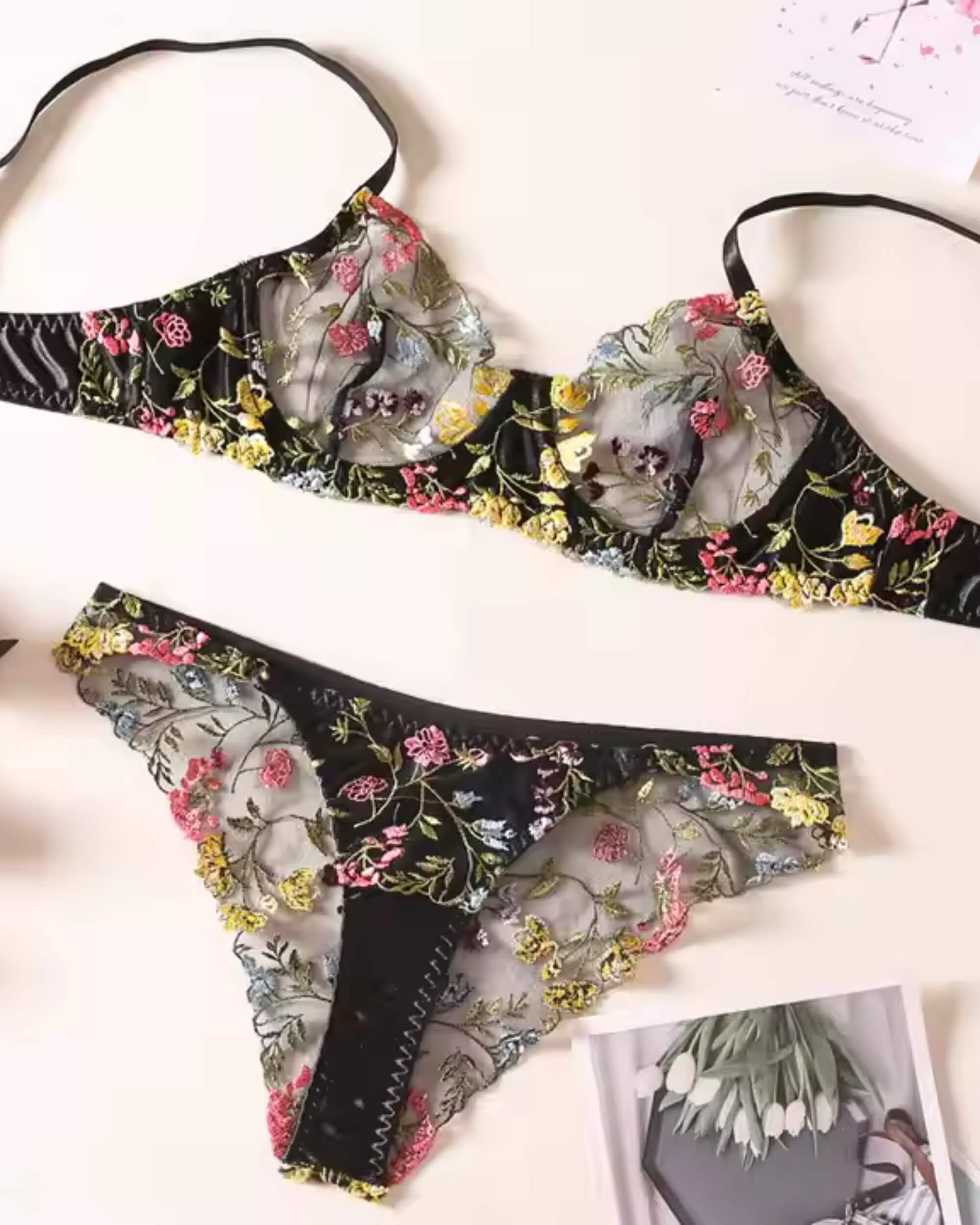 Premsons® Ladies Lace Lingerie Set – 2-Piece Sexy & Elegant Floral Bra and Thong for a Bold, Alluring Look
