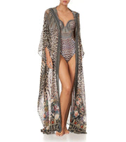 Premsons® Luxury One-Piece Animal Print Swimsuit with Elegant Sheer Long Cover-Up – Perfect for Beach, Pool, and Resort Wear