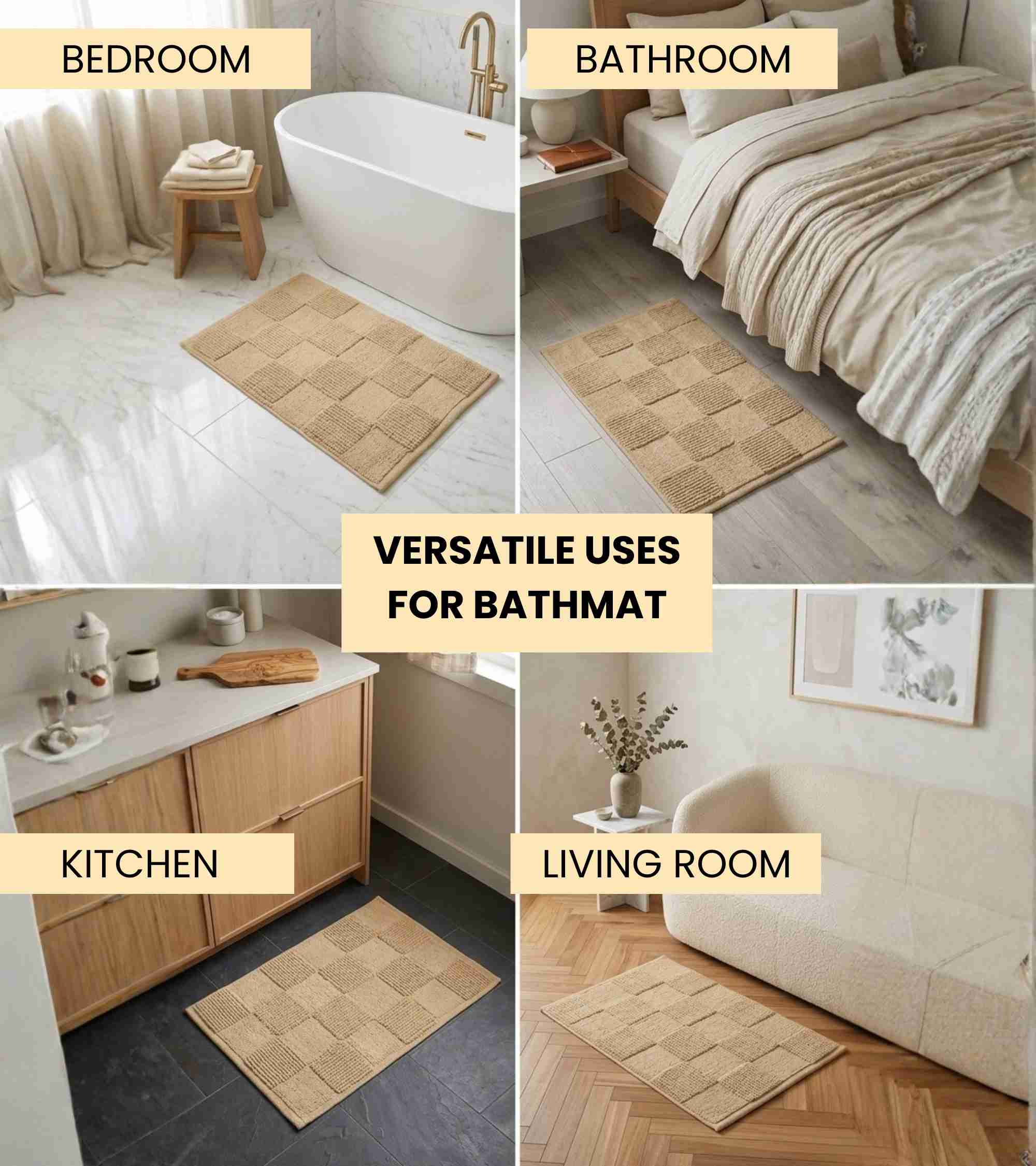 Premsons® Premium Super Soft Anti-Skid Bath Mat – Tiles Pattern (40x60 cm) | Plush, Quick Dry, Water Absorbent Bathroom Mat for Shower, Spa & Home