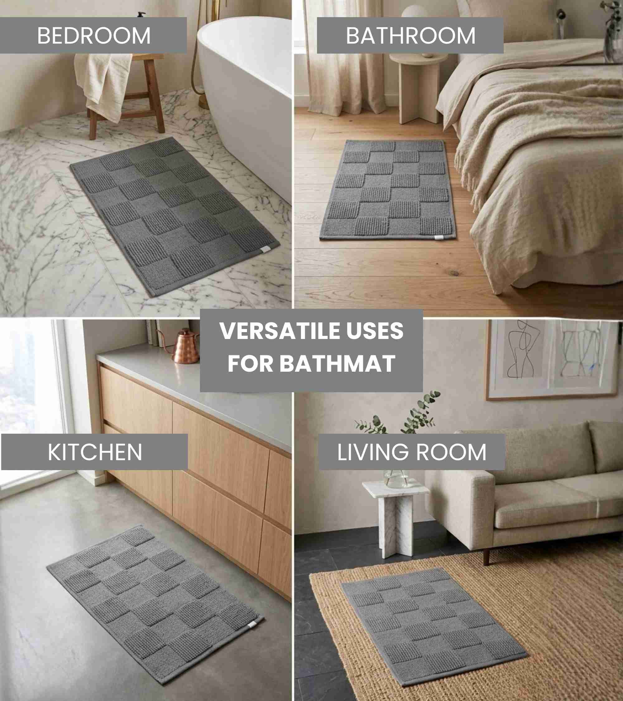 Premsons® Premium Super Soft Anti-Skid Bath Mat – Tiles Pattern (40x60 cm) | Plush, Quick Dry, Water Absorbent Bathroom Mat for Shower, Spa & Home