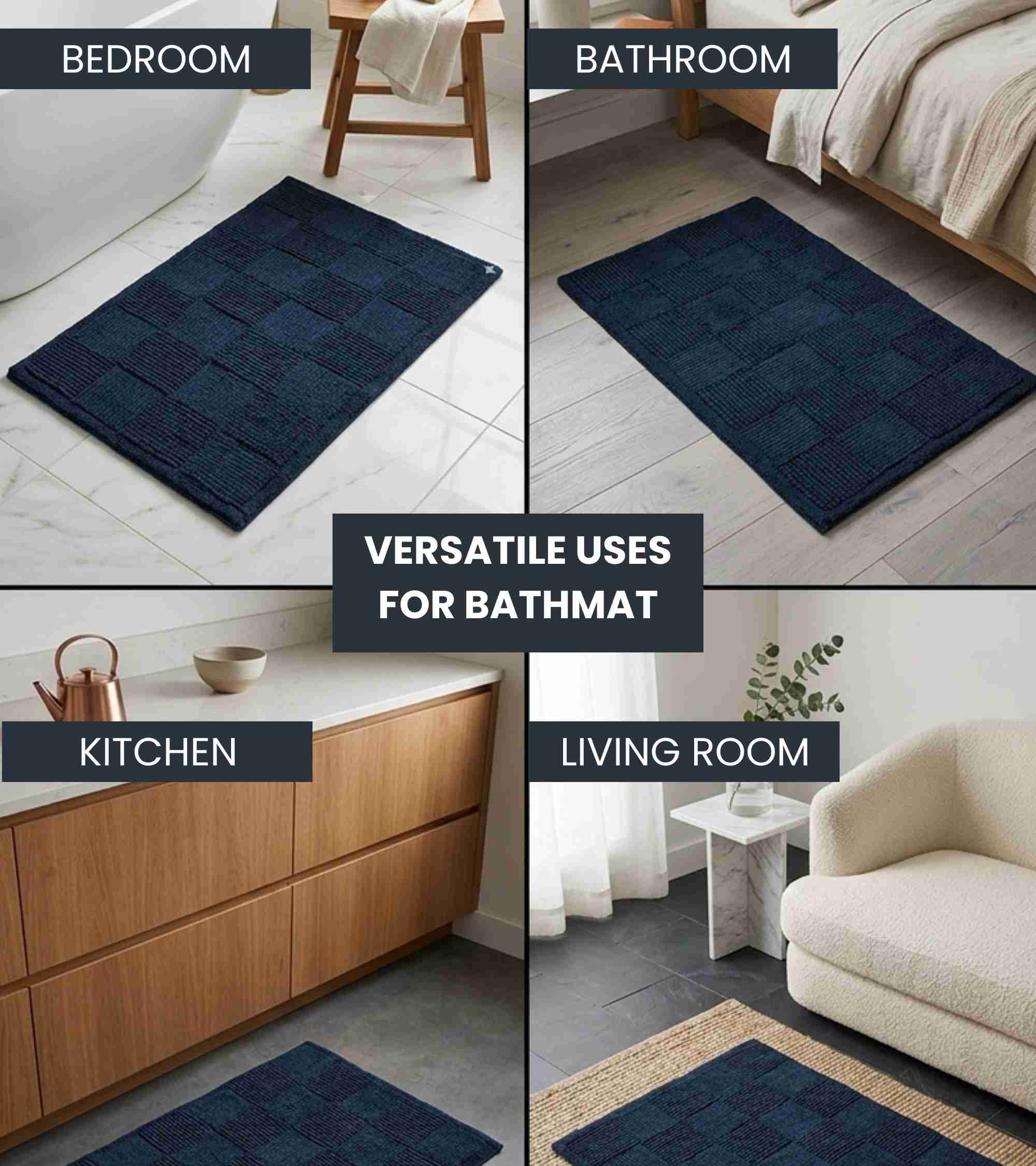 Premsons® Premium Super Soft Anti-Skid Bath Mat – Tiles Pattern (40x60 cm) | Plush, Quick Dry, Water Absorbent Bathroom Mat for Shower, Spa & Home