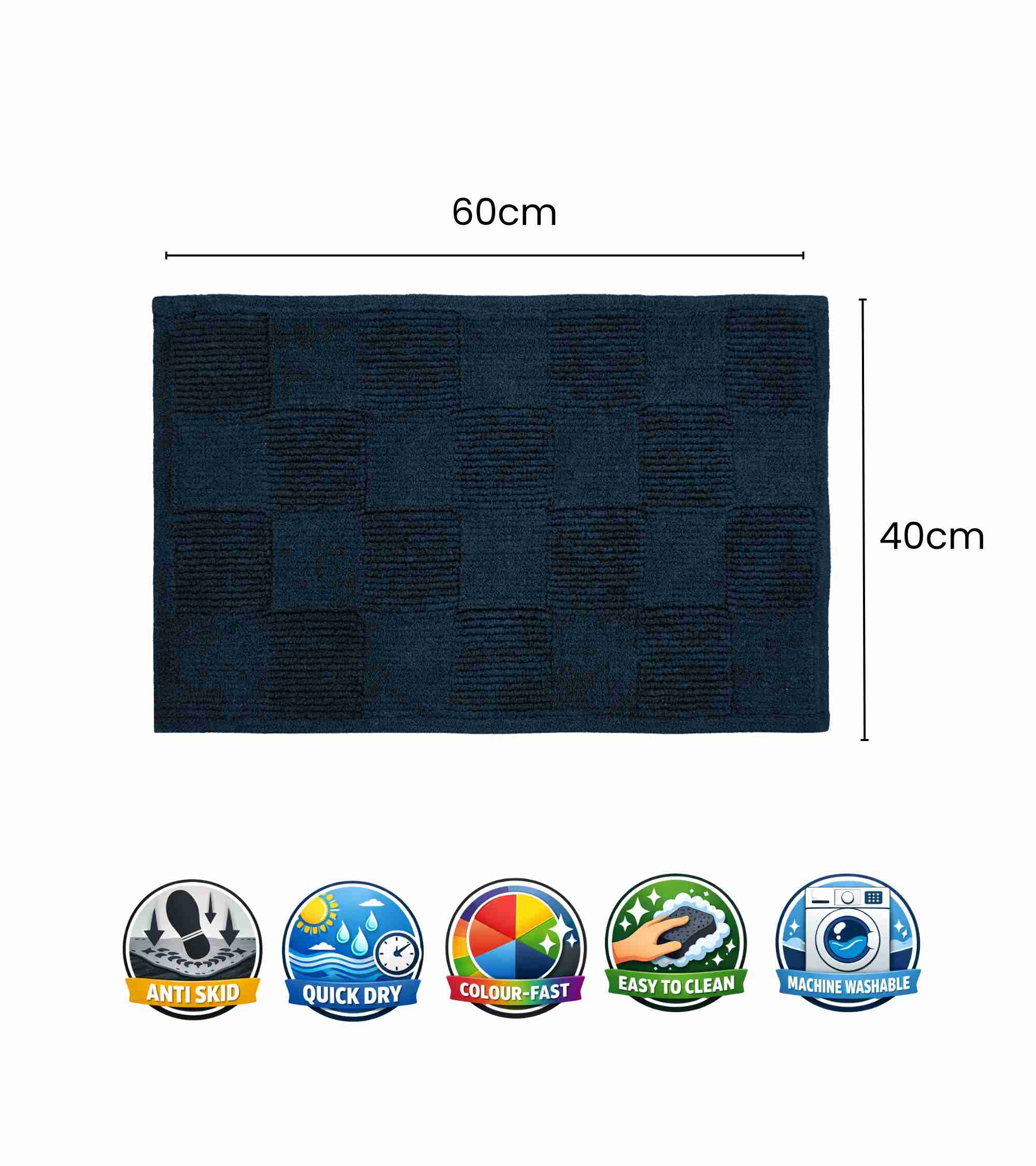 Premsons® Premium Super Soft Anti-Skid Bath Mat – Tiles Pattern (40x60 cm) | Plush, Quick Dry, Water Absorbent Bathroom Mat for Shower, Spa & Home