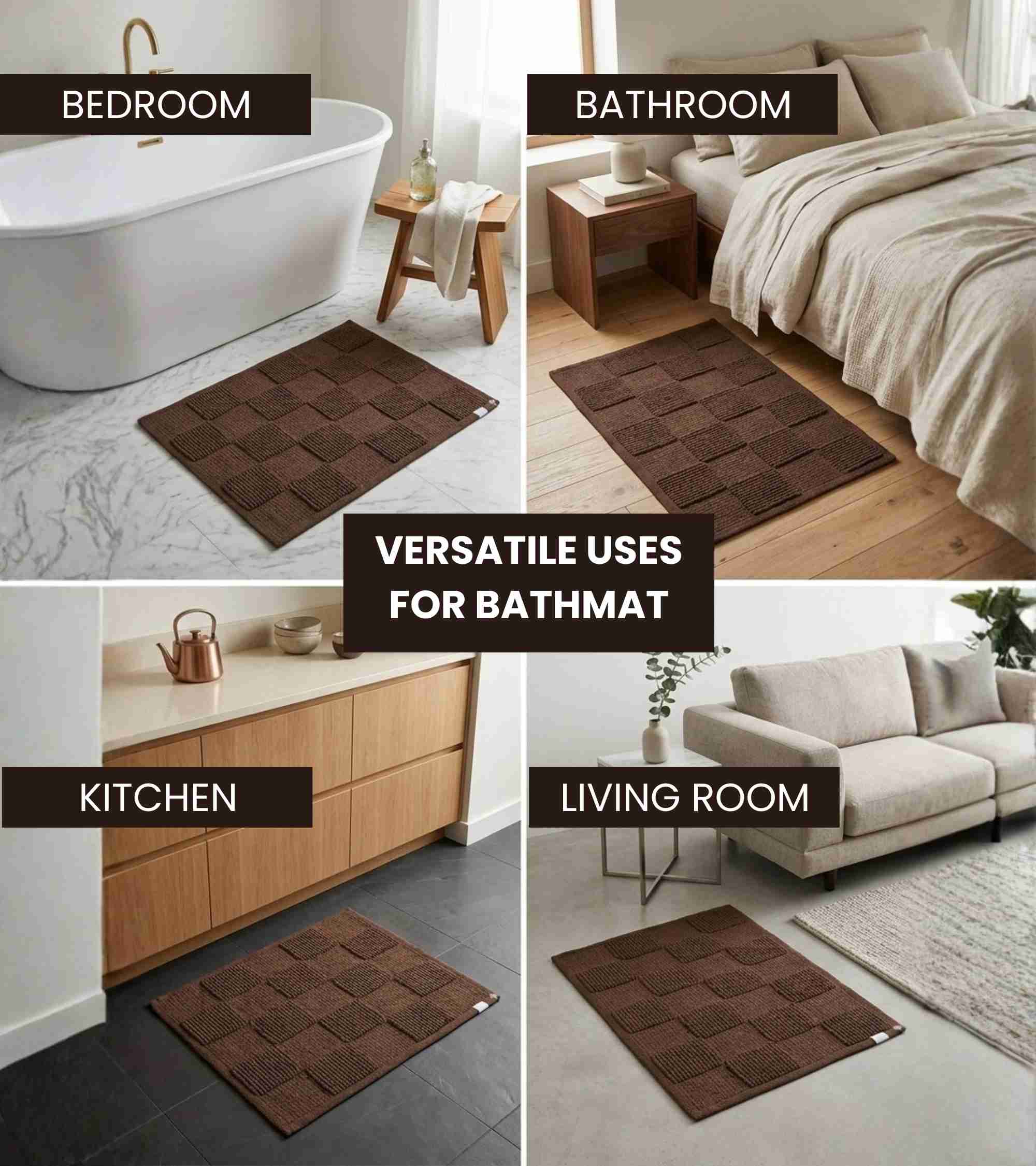 Premsons® Premium Super Soft Anti-Skid Bath Mat – Tiles Pattern (40x60 cm) | Plush, Quick Dry, Water Absorbent Bathroom Mat for Shower, Spa & Home