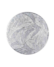Premsons® Round Table Mat – Elegant Metallic Leaf Placemat | Washable, Wipeable, Non-Slip & Heat-Resistant | Dining Table Mat for Kitchen, Wedding & Party Décor – Silve