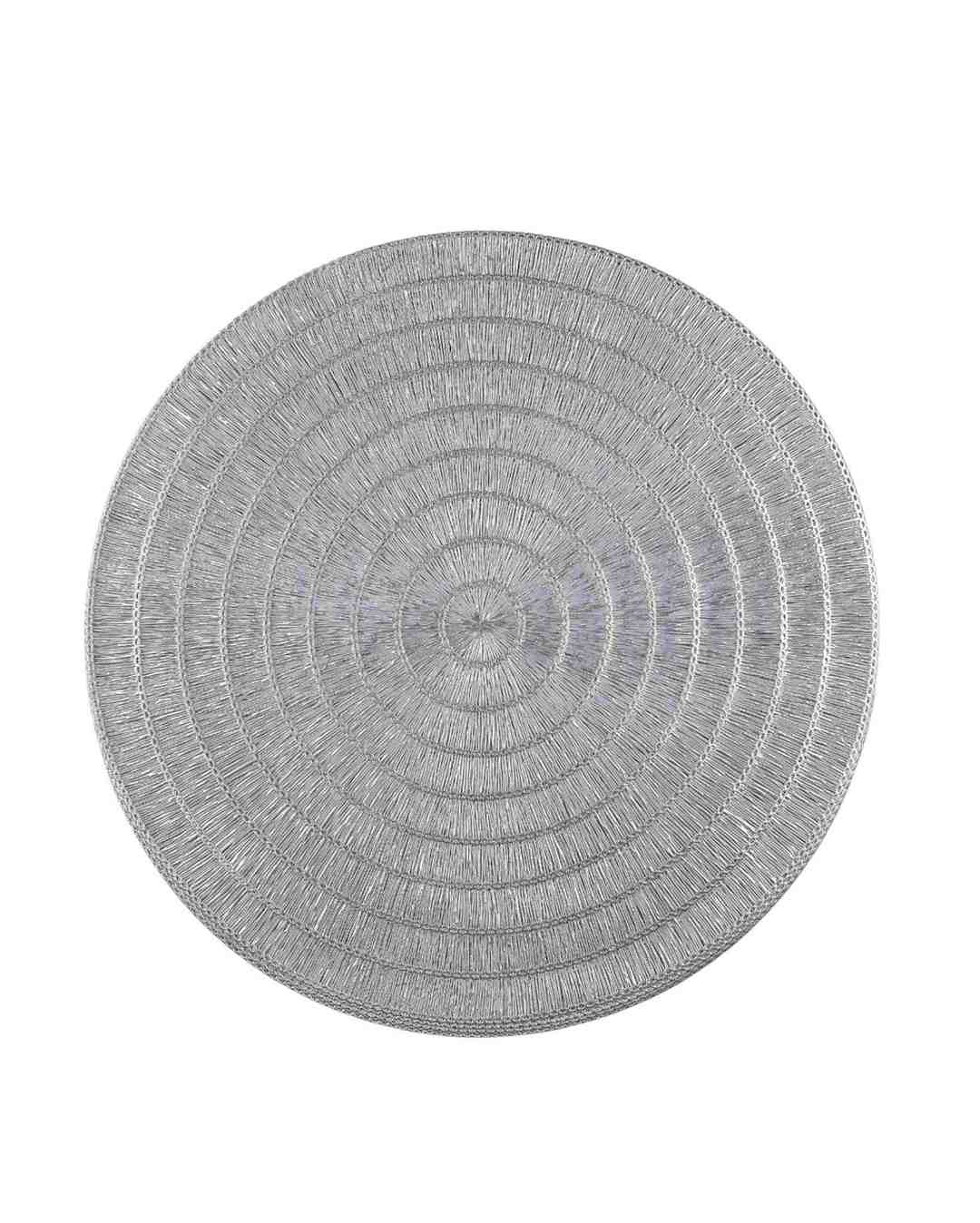 Premsons® Round Table Mat – Textured Loop Metallic Placemat | Washable, Wipeable, Non-Slip & Heat-Resistant | Decorative Table Mat for Dining, Kitchen, Wedding & Party Décor – Silver