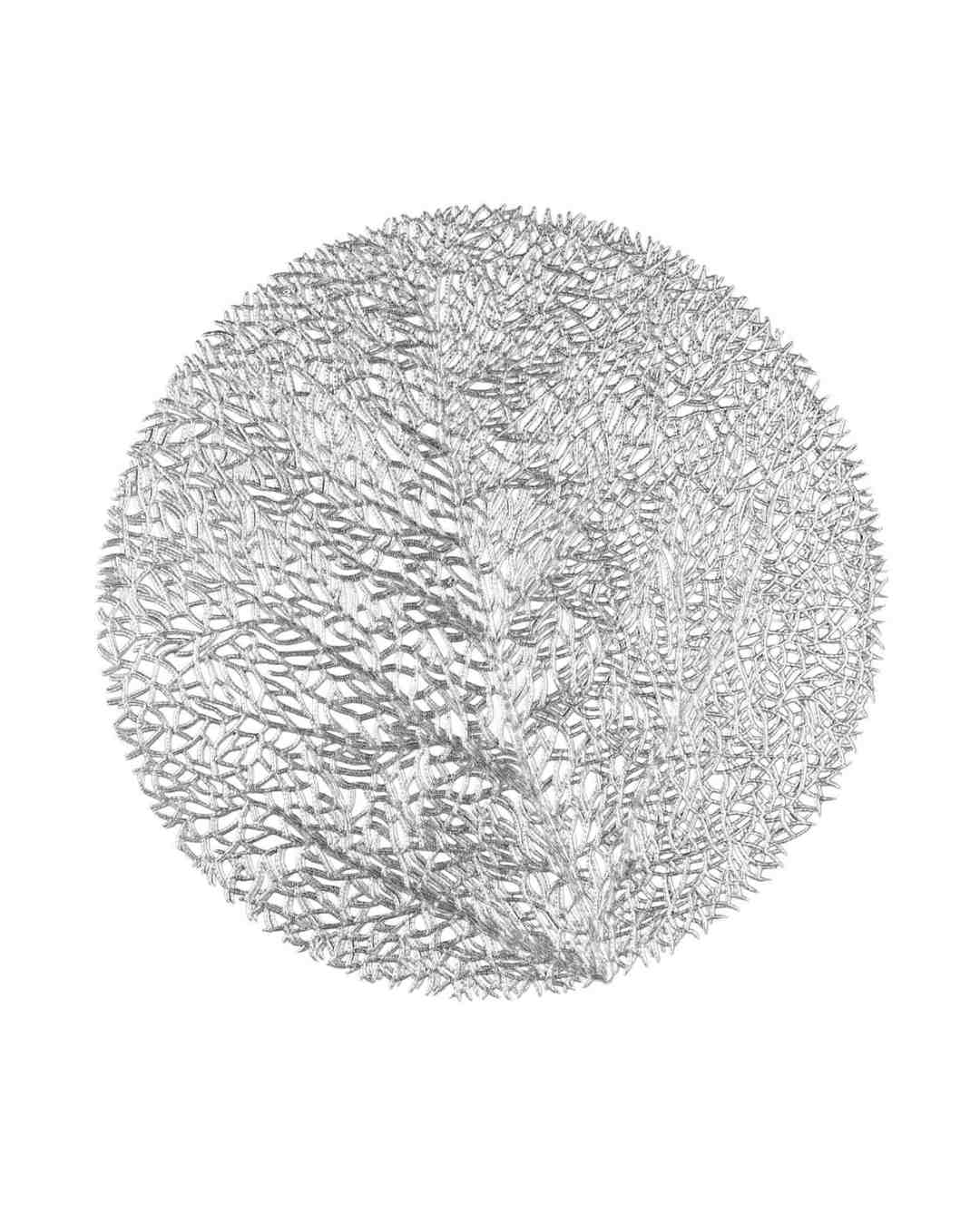 Premsons® Round Table Mat – Elegant Tree Metallic Placemat | Washable, Wipeable, Non-Slip & Heat-Resistant | Stylish Table Mat for Dining, Kitchen, Wedding & Party Décor – Silver