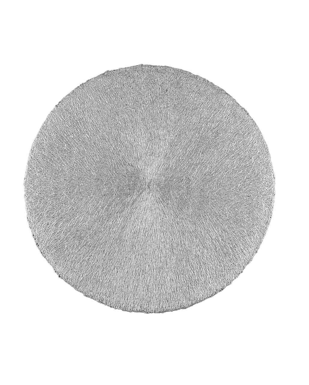 Premsons® Round Table Mat – Elegant Swirl Metallic Placemat | Washable, Wipeable, Non-Slip & Heat-Resistant | Stylish Table Mat for Dining, Kitchen, Wedding & Party Décor – Silver