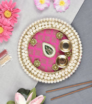 Premsons® Pink Pooja Thali – Elegant Traditional Plate for Festivals & Rituals
